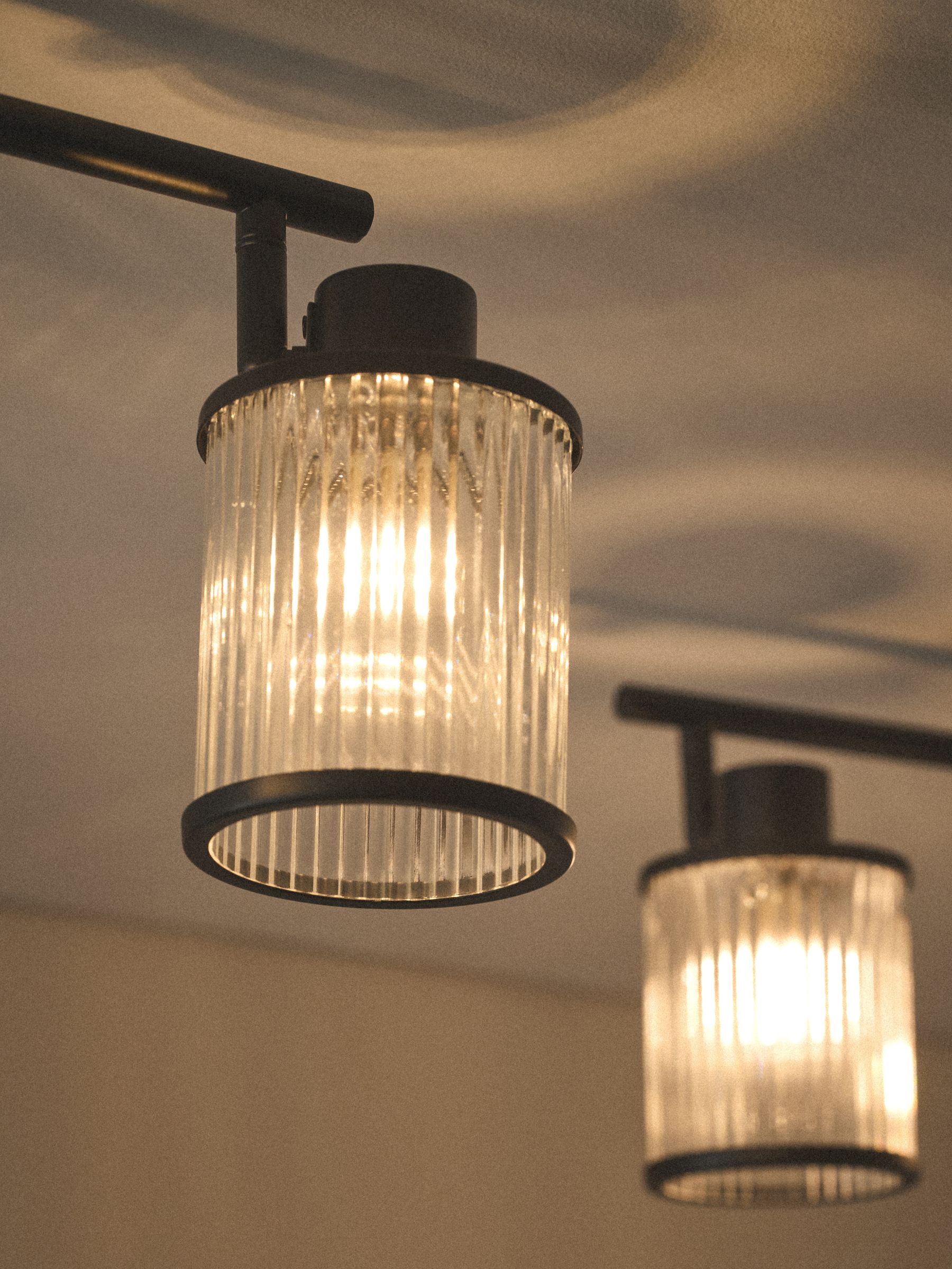 The Set 2 Pack Black Ribbed Glass 3 Light Spotlight Ceiling Lights - Image 2 of 8 The Set 2 Pack Black Ribbed Glass 3 Light Spotlight Ceiling Lights - Image 2 of 8