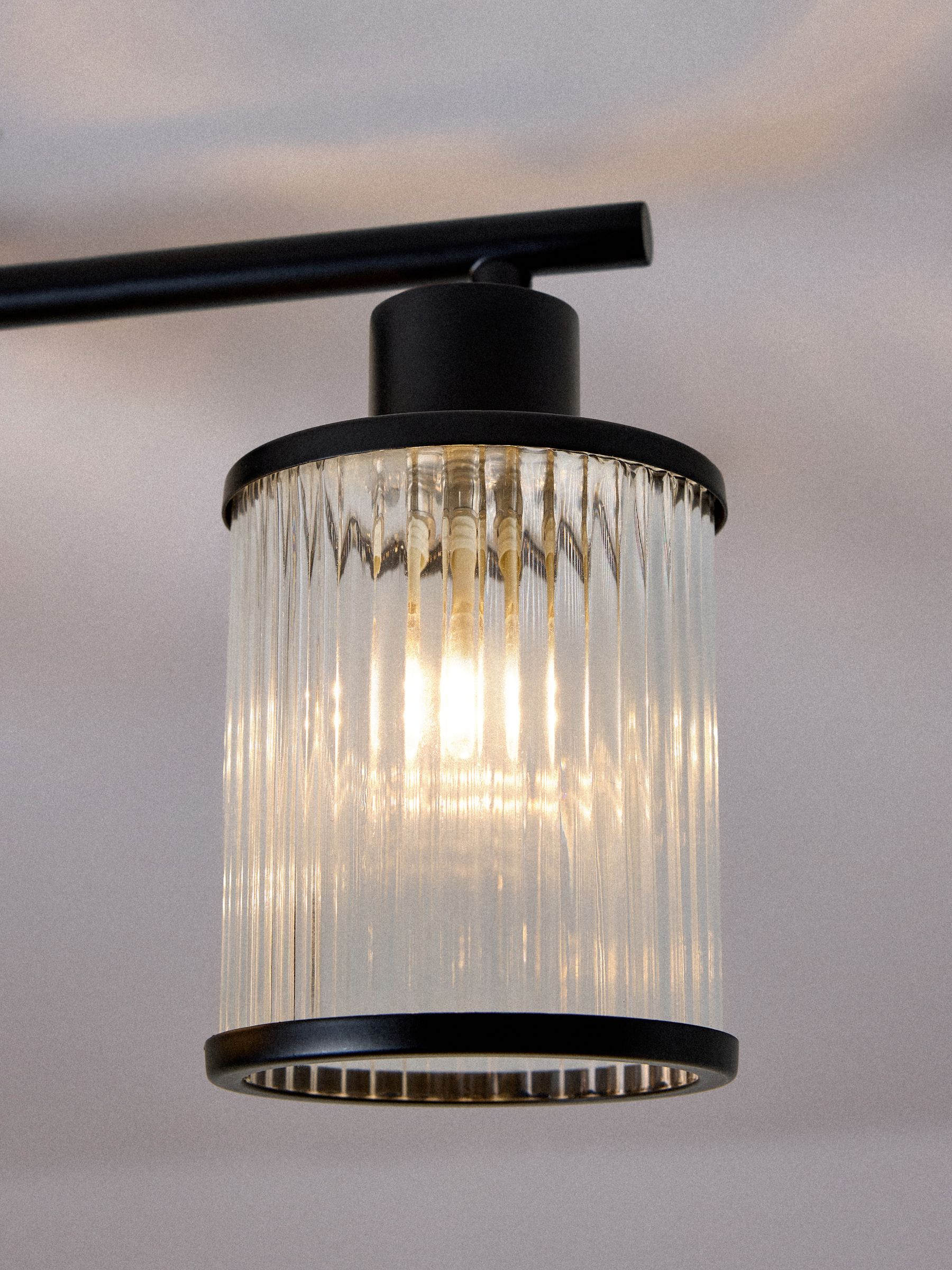 The Set 2 Pack Black Ribbed Glass 3 Light Spotlight Ceiling Lights - Image 7 of 8