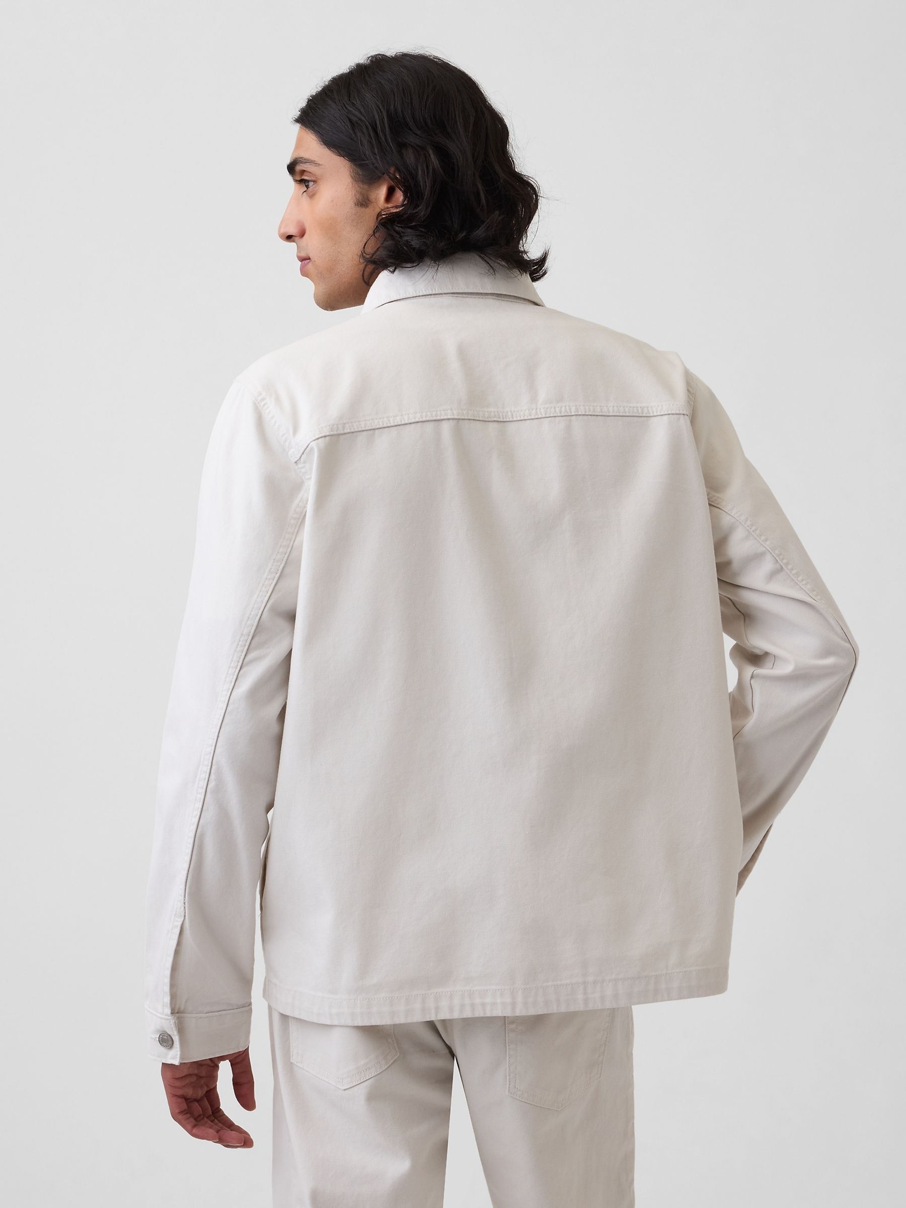 White Canvas Relaxed Shirt Jacket - Image 2 of 5