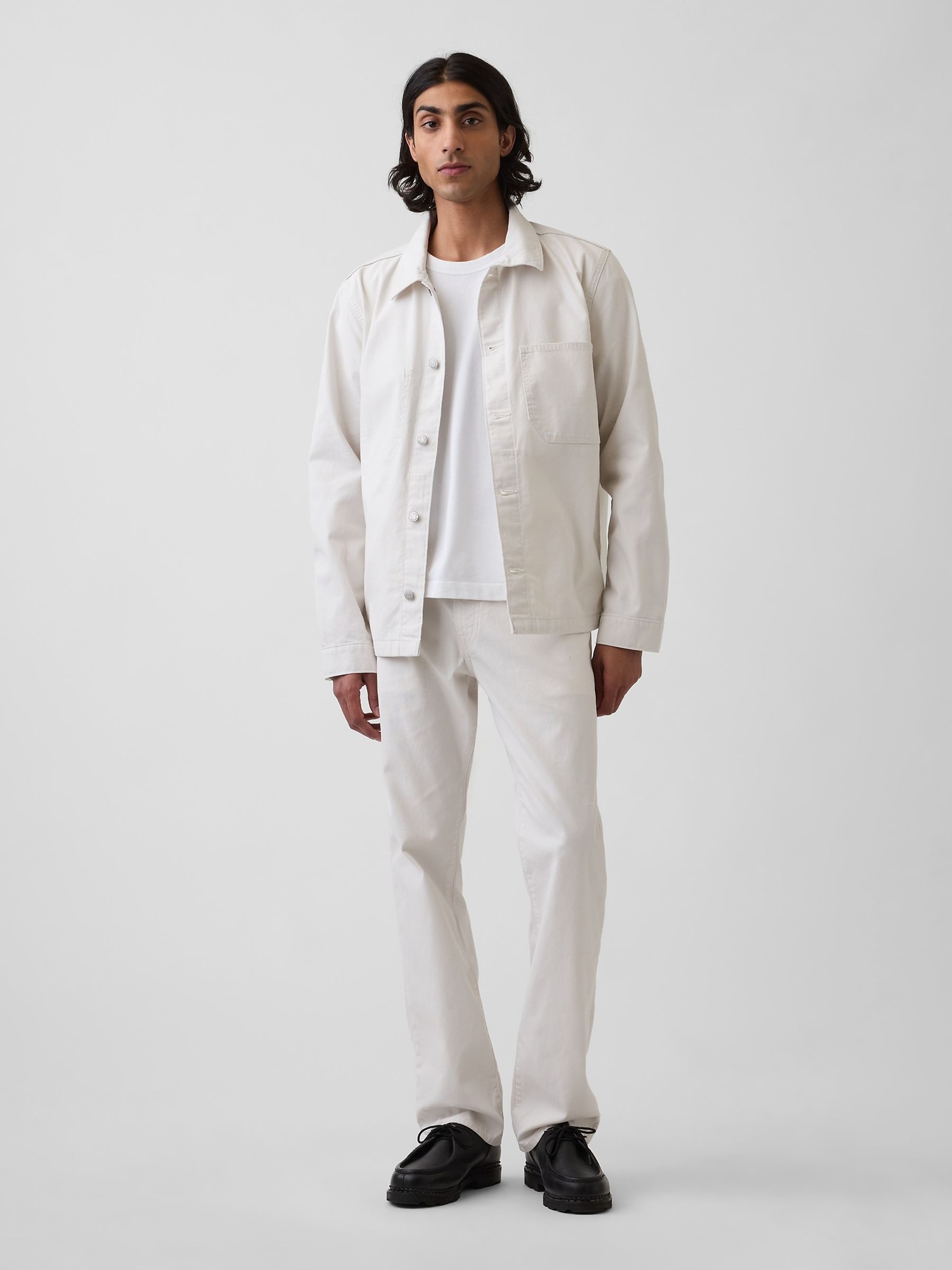 White Canvas Relaxed Shirt Jacket - Image 3 of 5