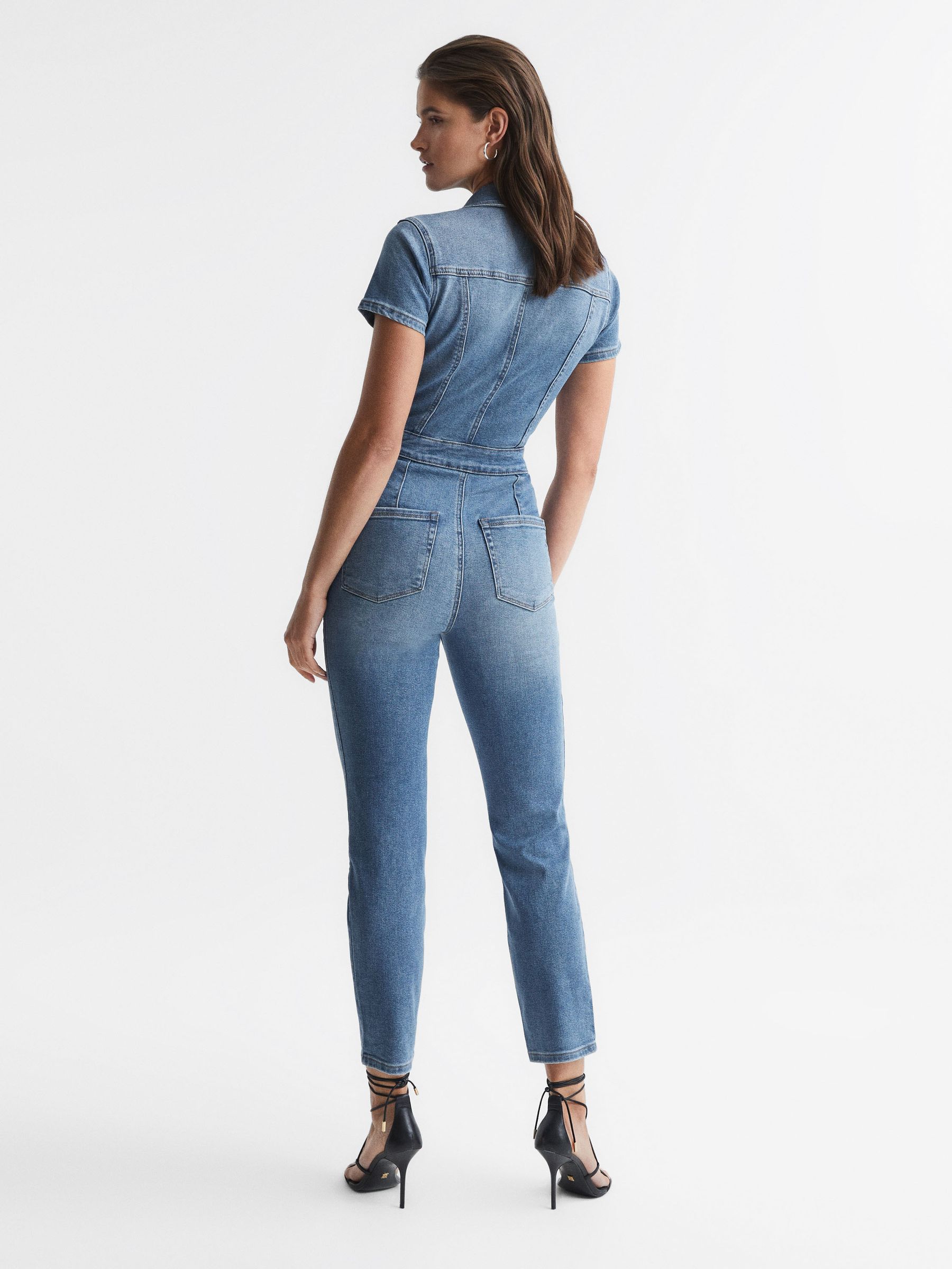 Good American Denim Jumpsuit in Mid Blue - Image 5 of 8