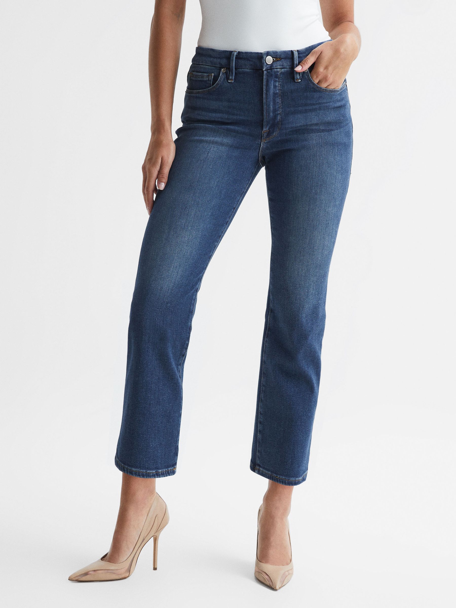 Mini Good Legs Crop Bootleg Jeans in Dark Blue - Image 1 of 7