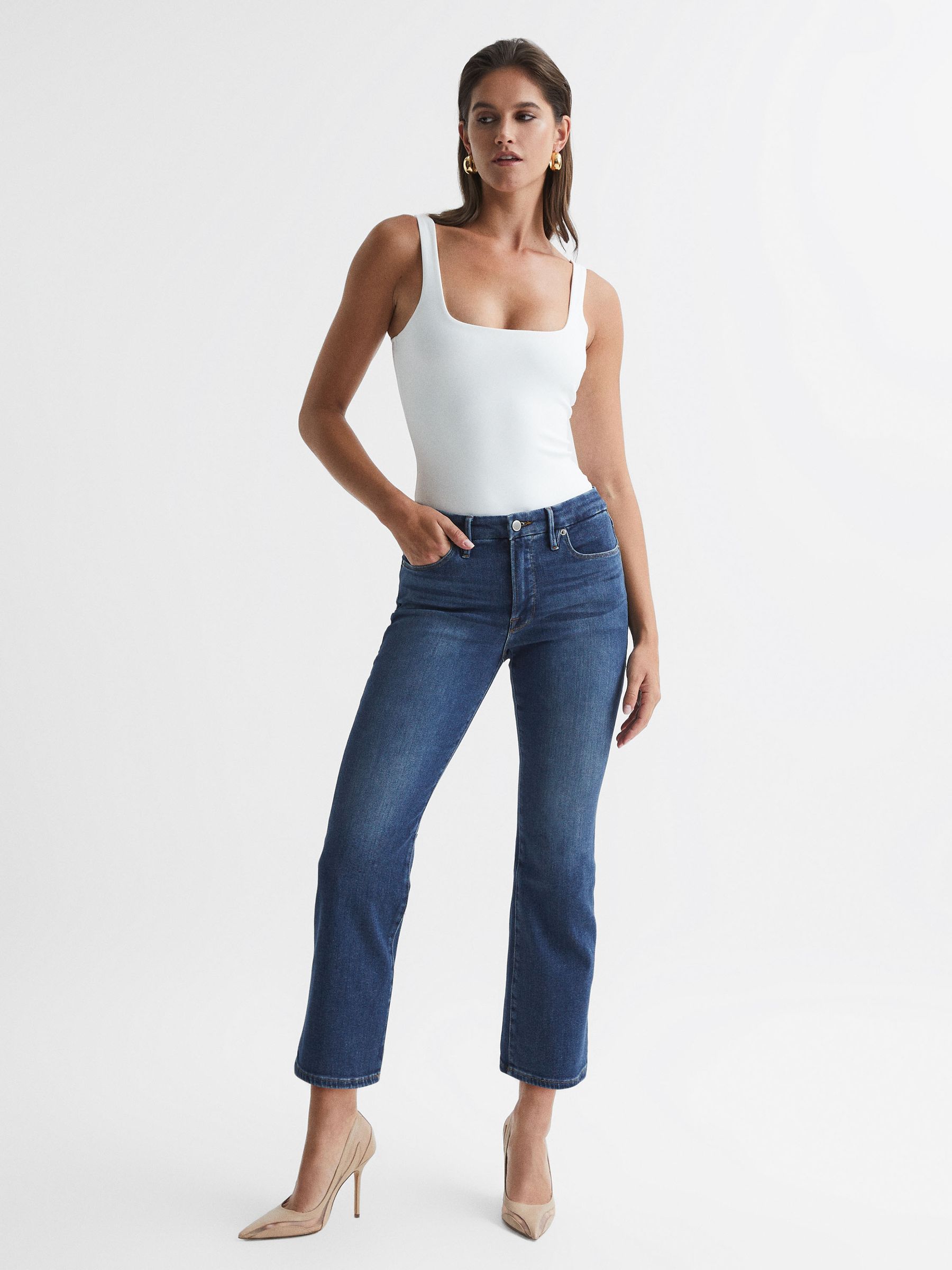 Mini Good Legs Crop Bootleg Jeans in Dark Blue - Image 3 of 7