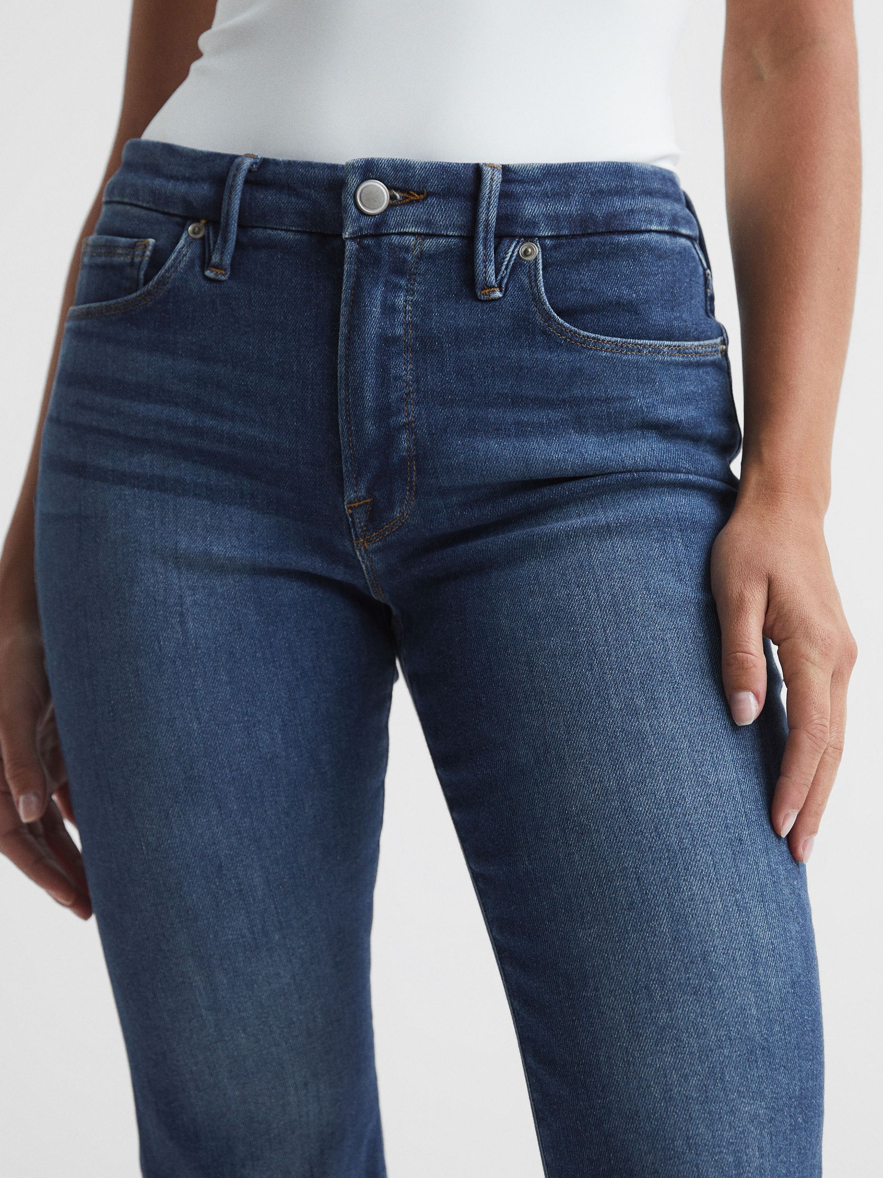 Mini Good Legs Crop Bootleg Jeans in Dark Blue - Image 4 of 7