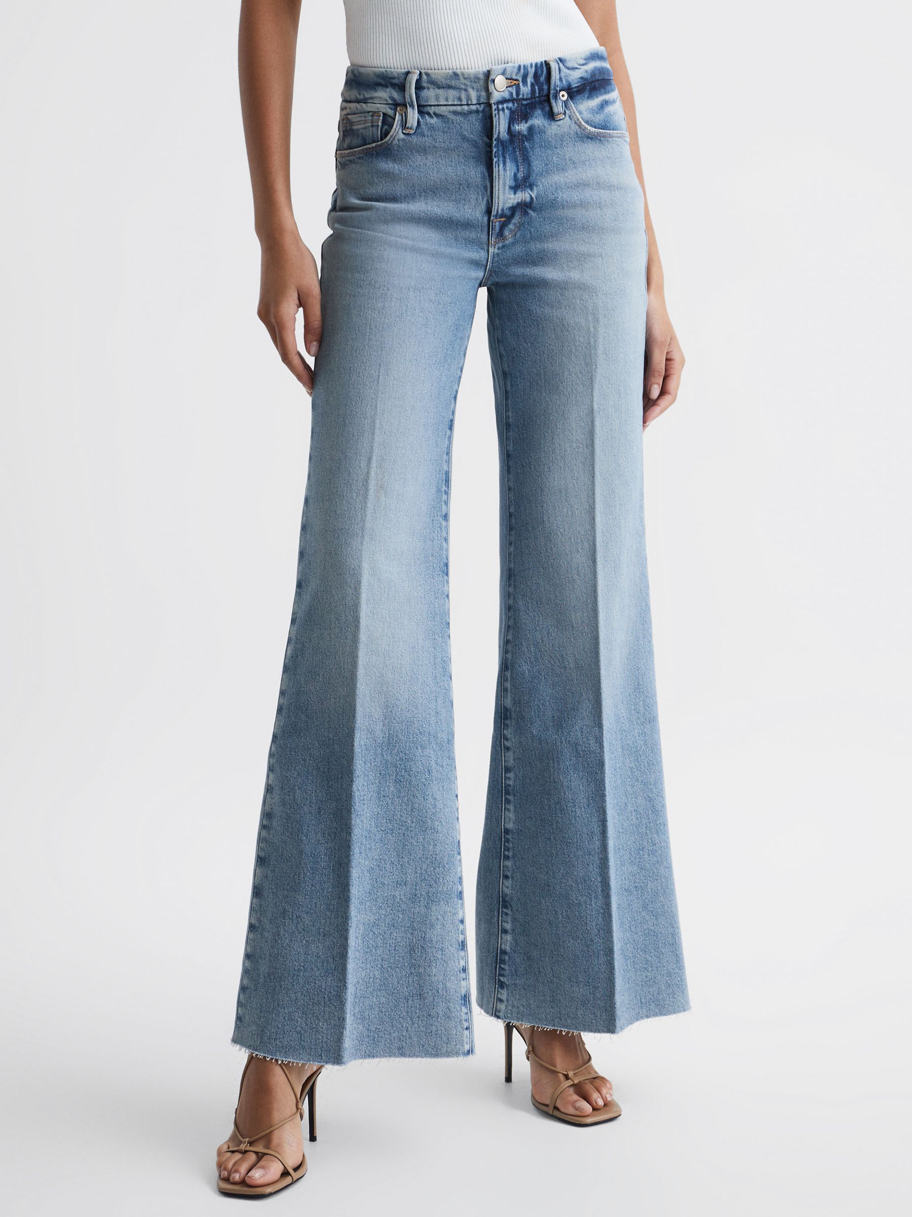 Good American Palazzo Jeans in Mid Blue - image 4
