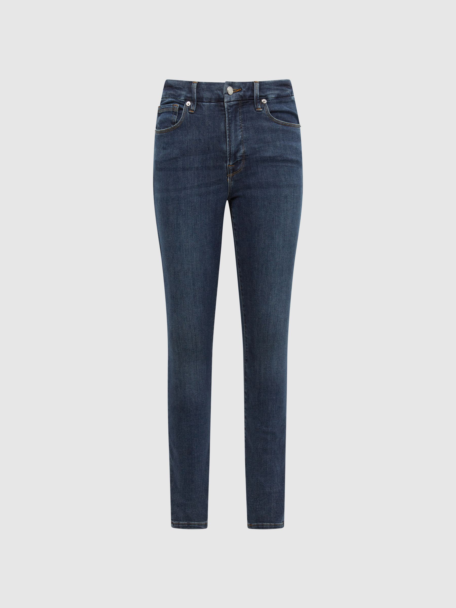 Good American Released Hem Skinny Jeans in Dark Blue - Image 2 of 6