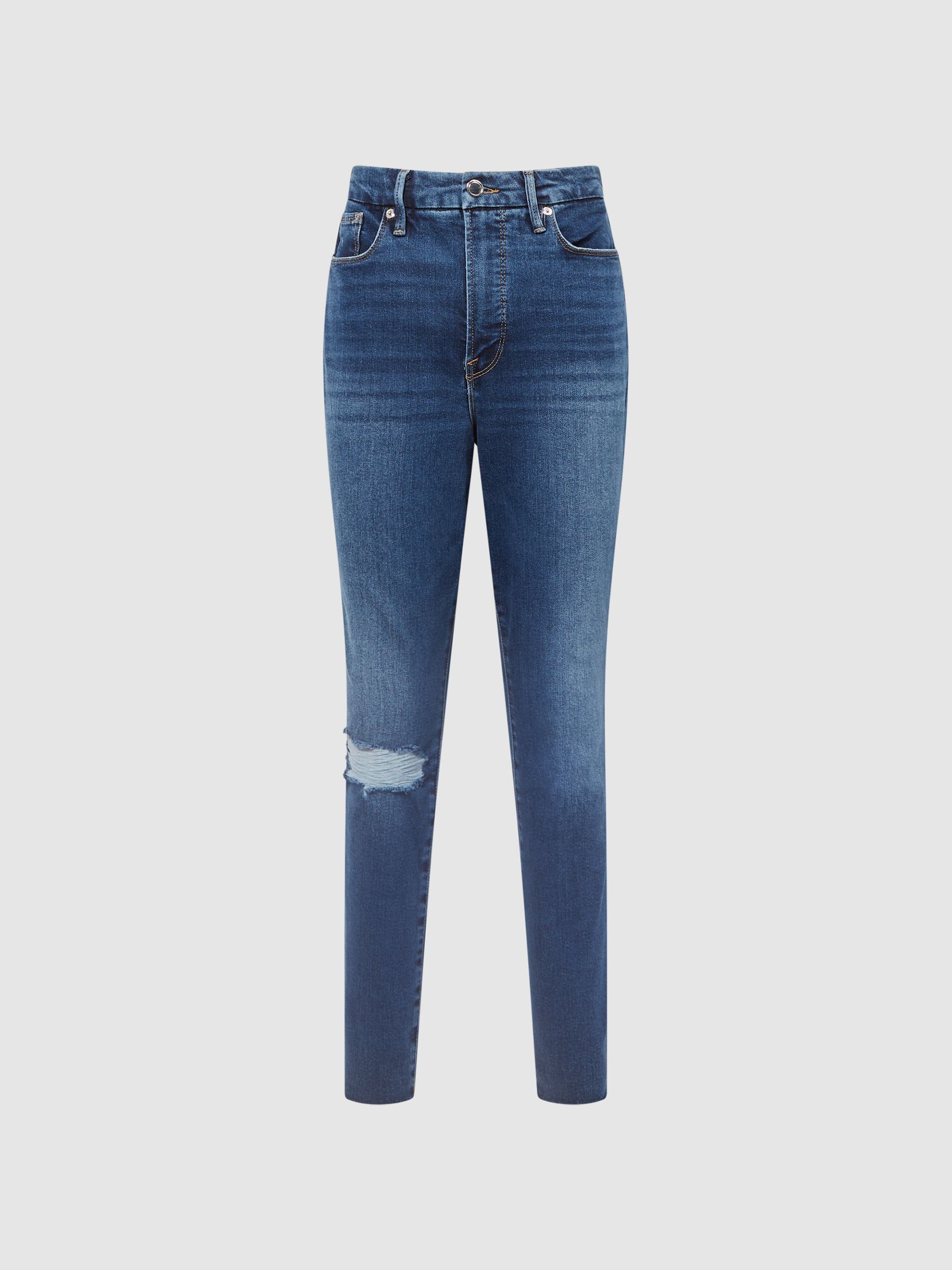 Cropped Skinny Jeans in Dark Blue