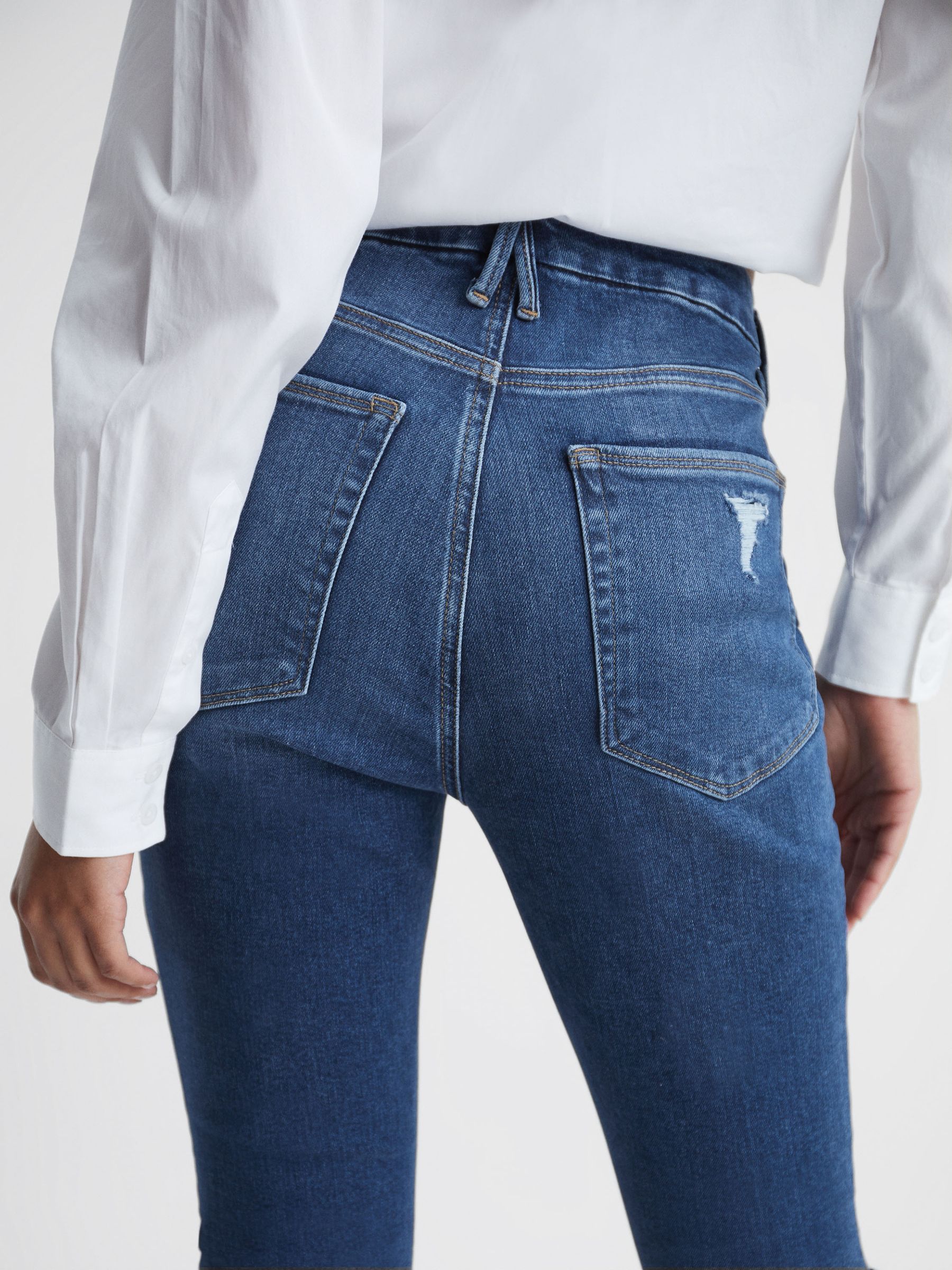 Cropped Skinny Jeans in Dark Blue - Image 4 of 7