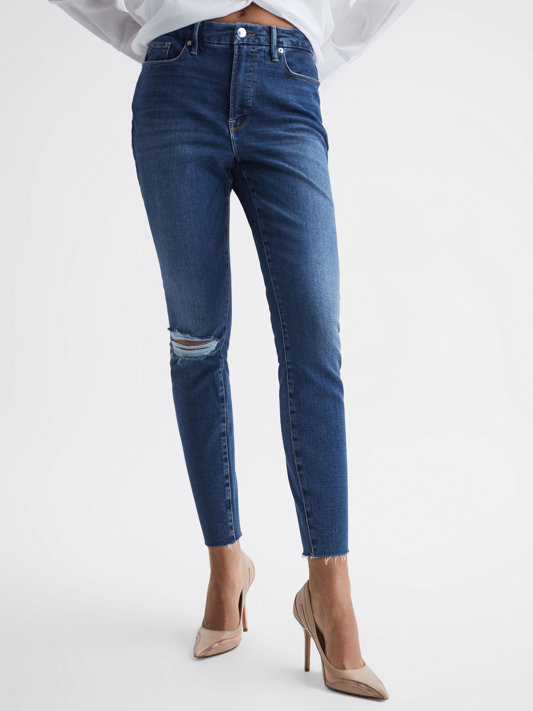 Cropped Skinny Jeans in Dark Blue - Image 6 of 7