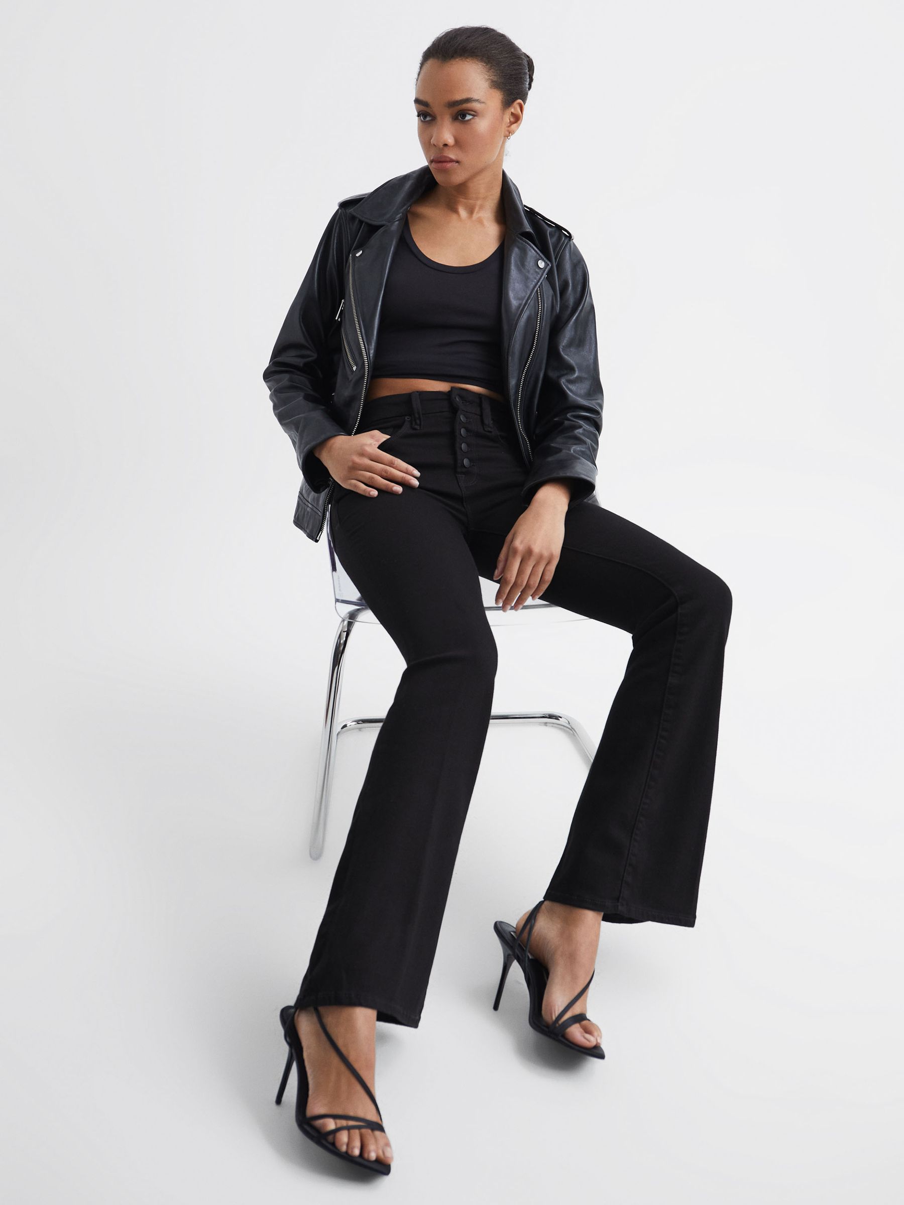 Flared Jeans in Black - Image 1 of 7