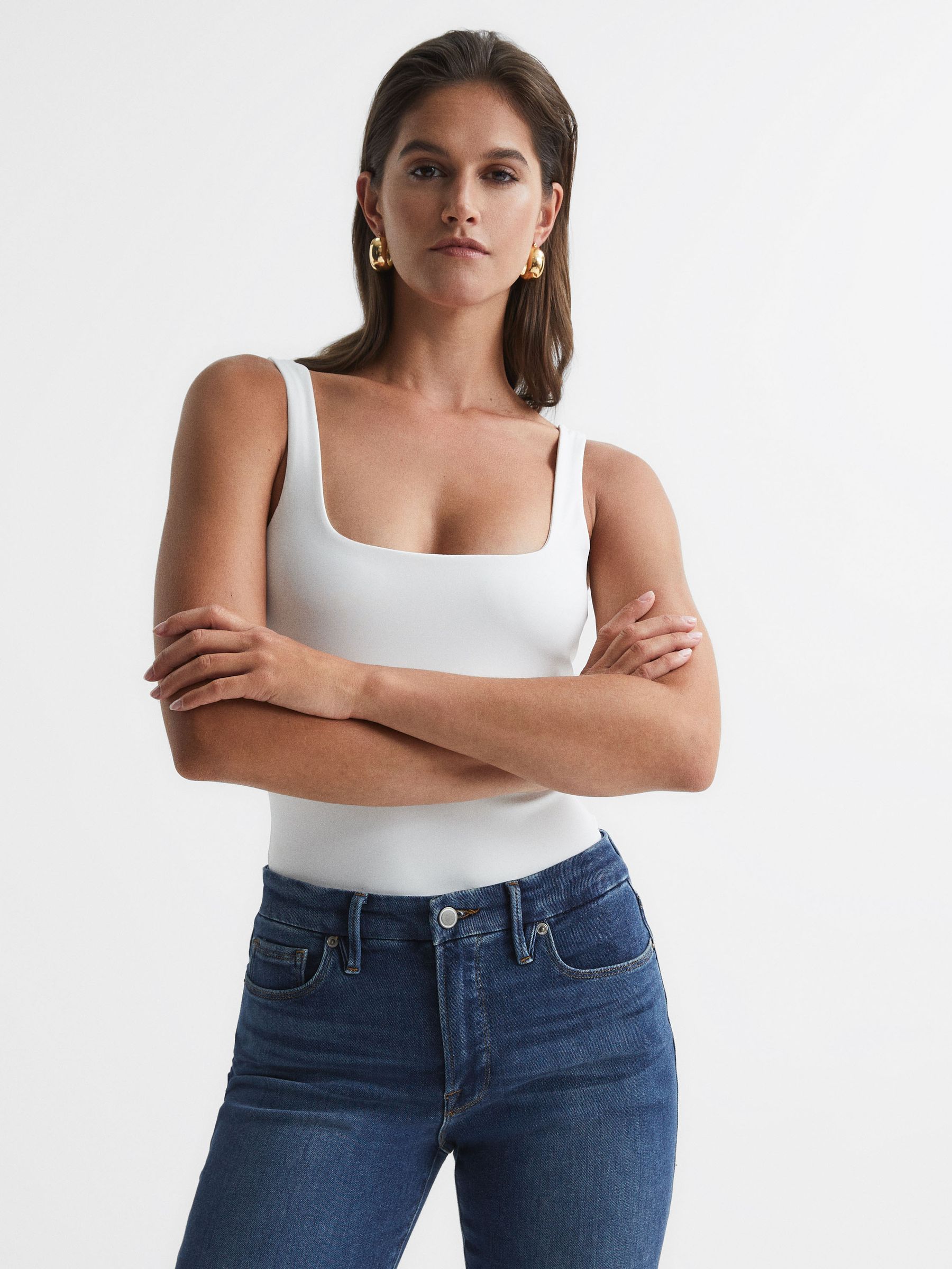 Good American Square Neck Bodies in White - Image 6 of 7