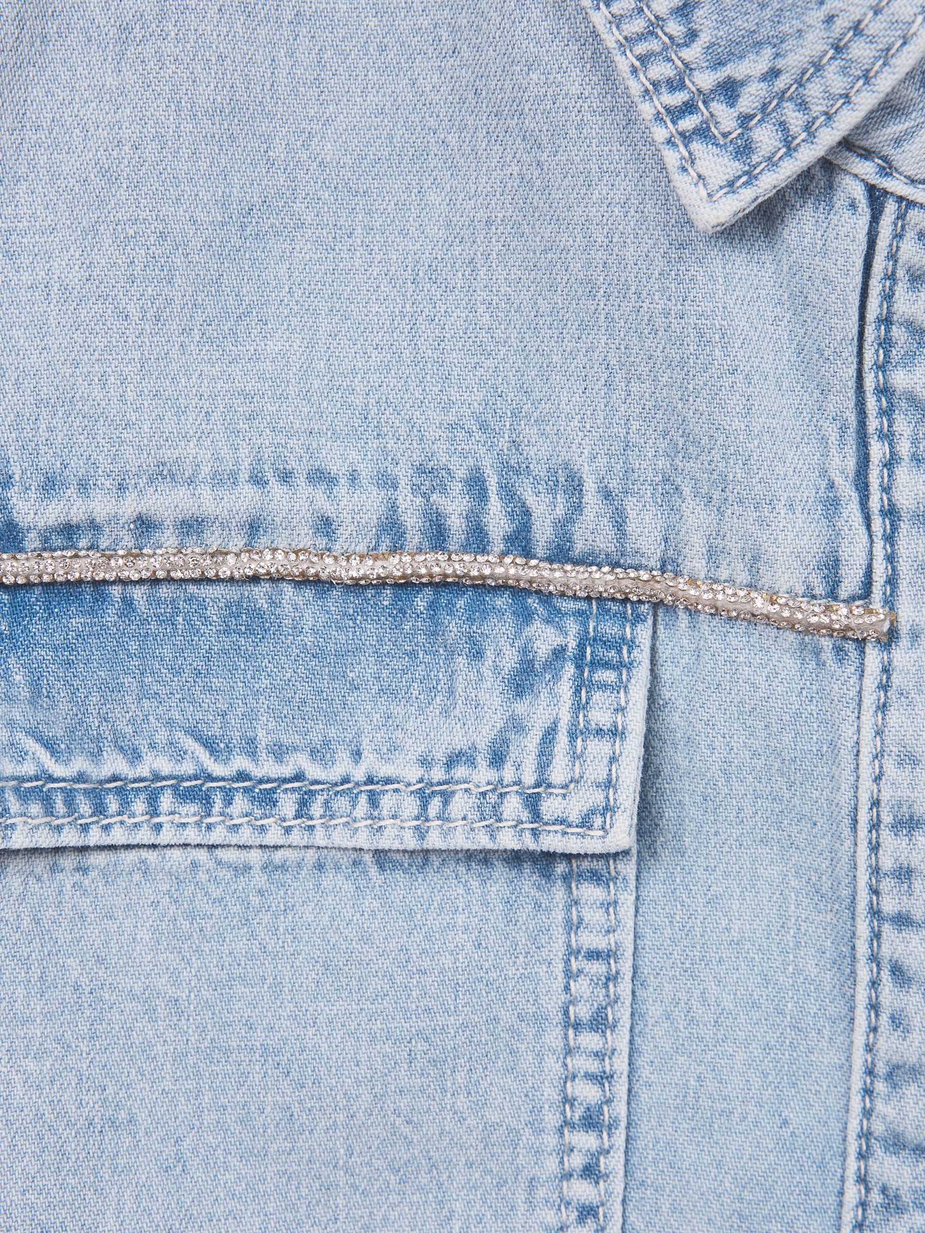 Junior Denim Crop Top in Mid Blue - Image 6 of 6