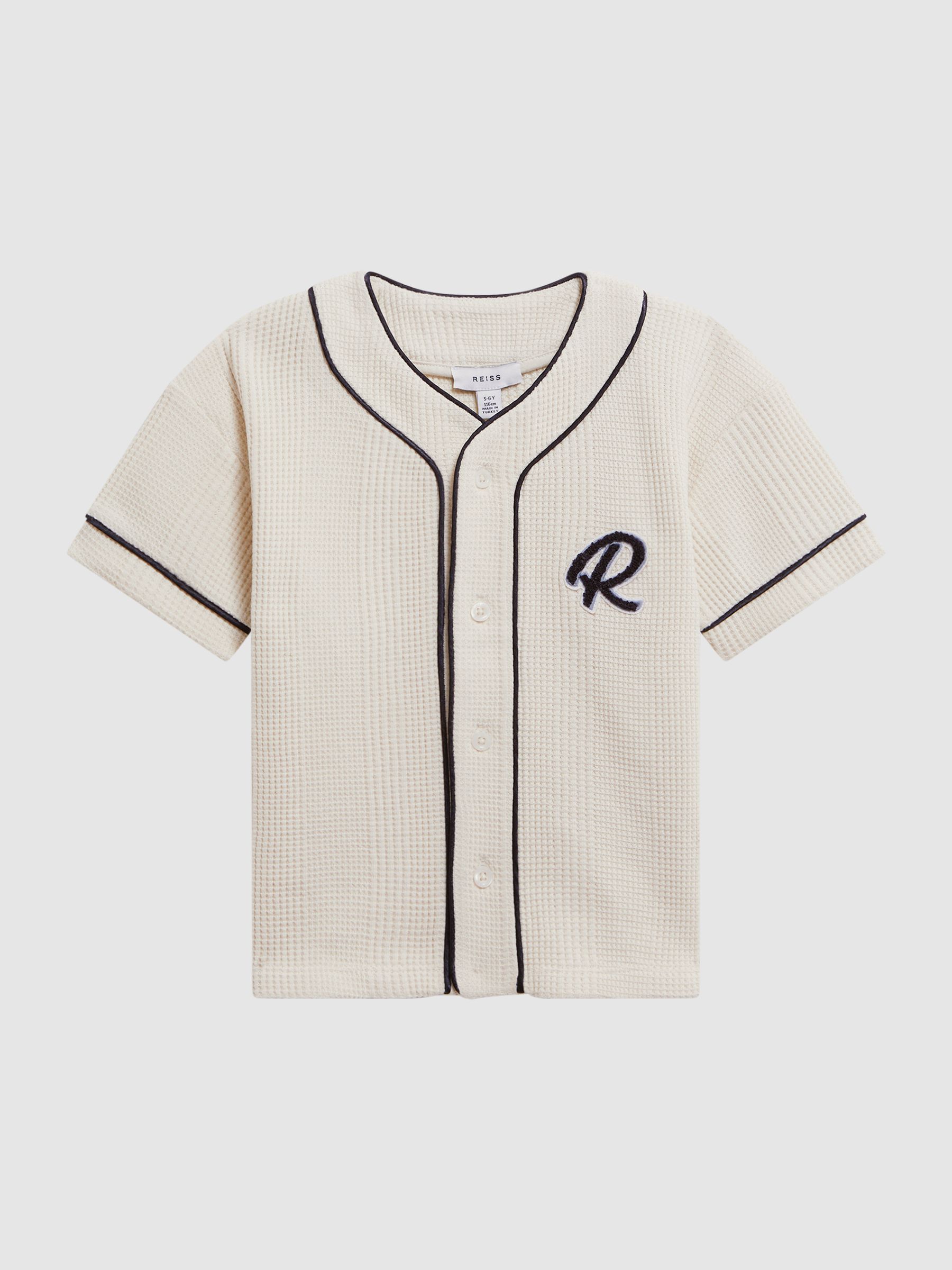 Senior Textured Collarless Shirt in Ecru - Image 2 of 6