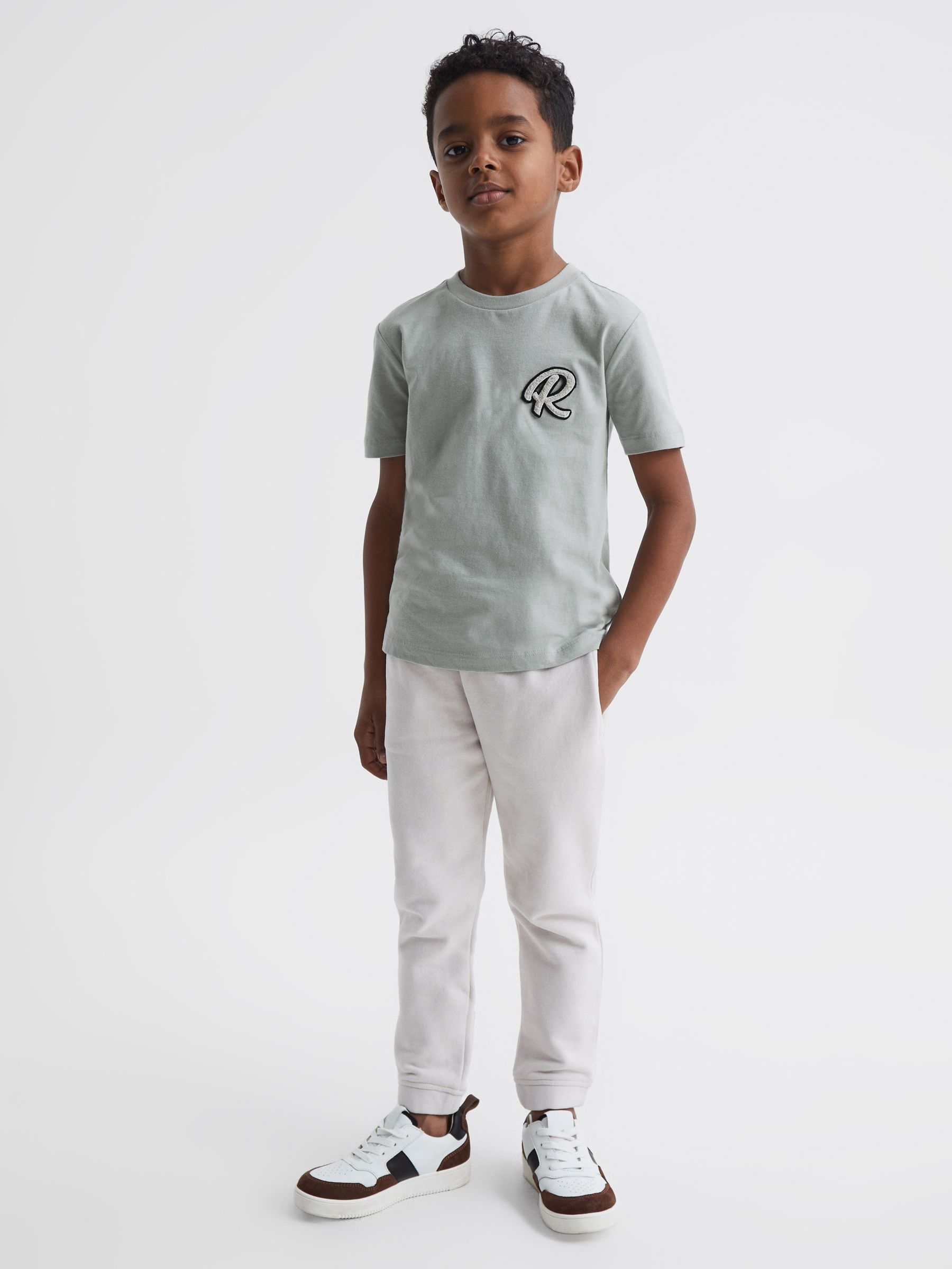 Junior Cotton Crew Neck T-Shirt in Rosemary - Image 2 of 6