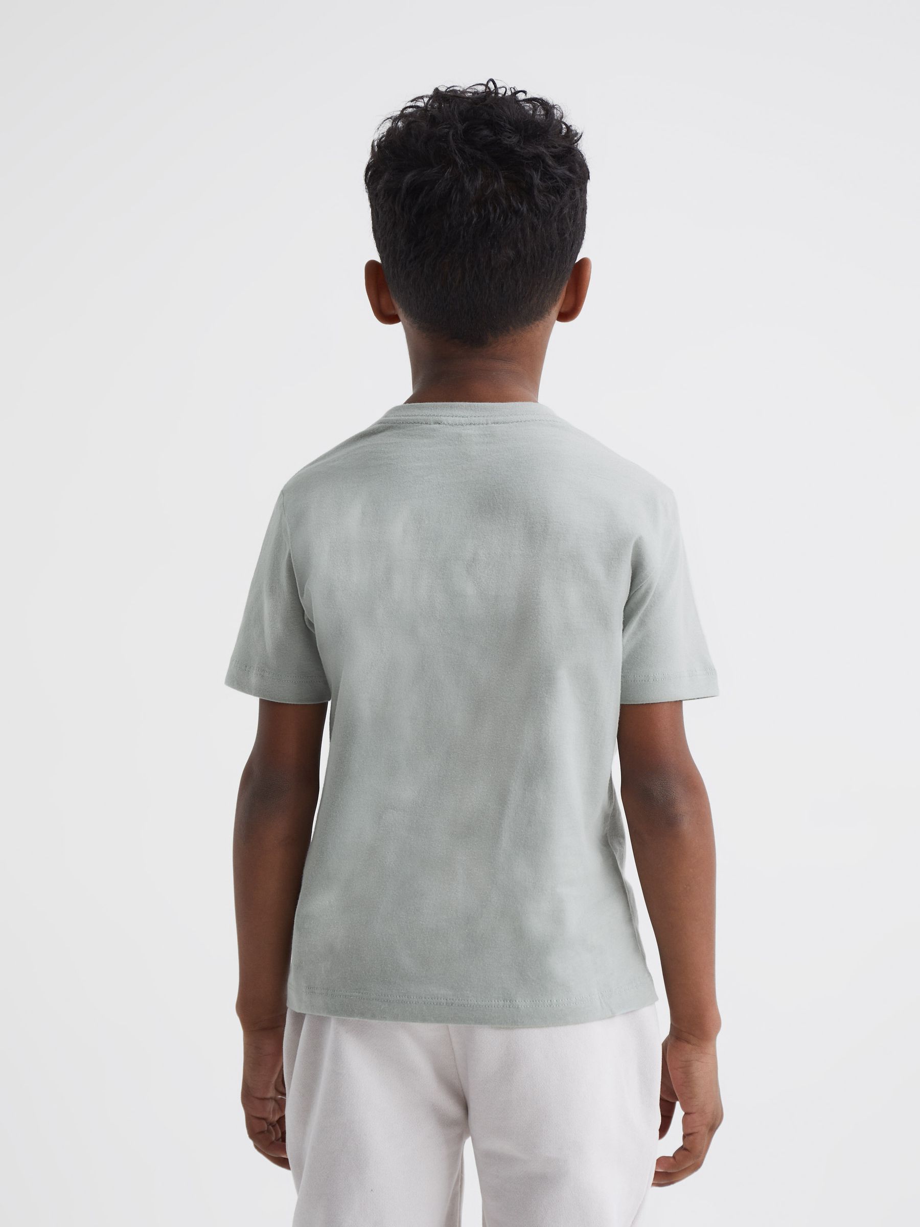 Junior Cotton Crew Neck T-Shirt in Rosemary - Image 4 of 6