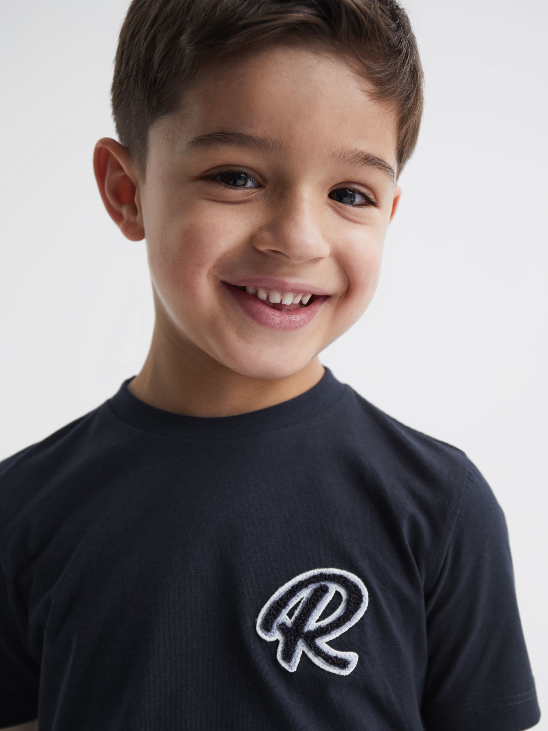 3-9 yrs Cotton Crew Neck T-Shirt in Navy - Image 4 of 6