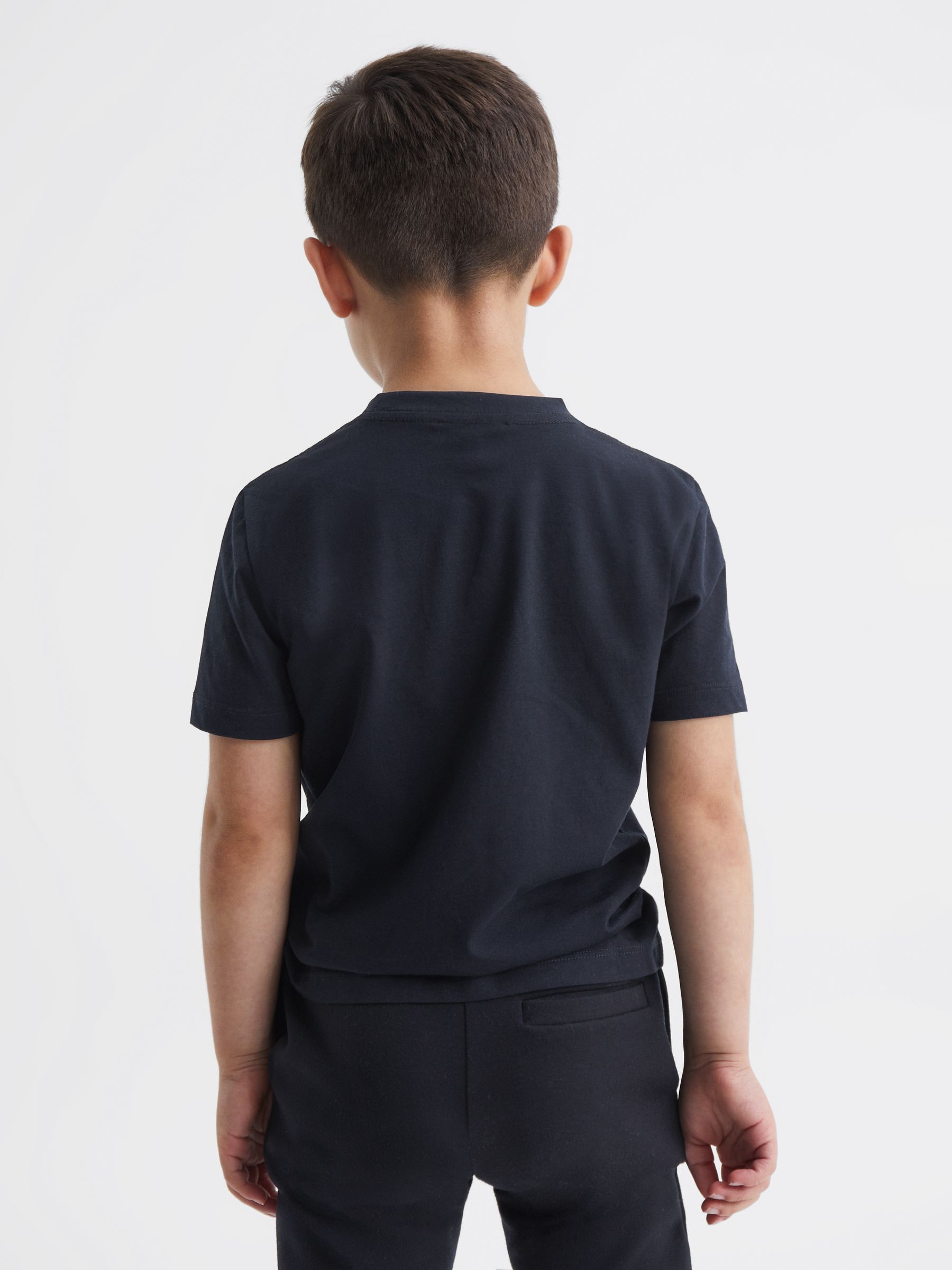 3-9 yrs Cotton Crew Neck T-Shirt in Navy - Image 5 of 6