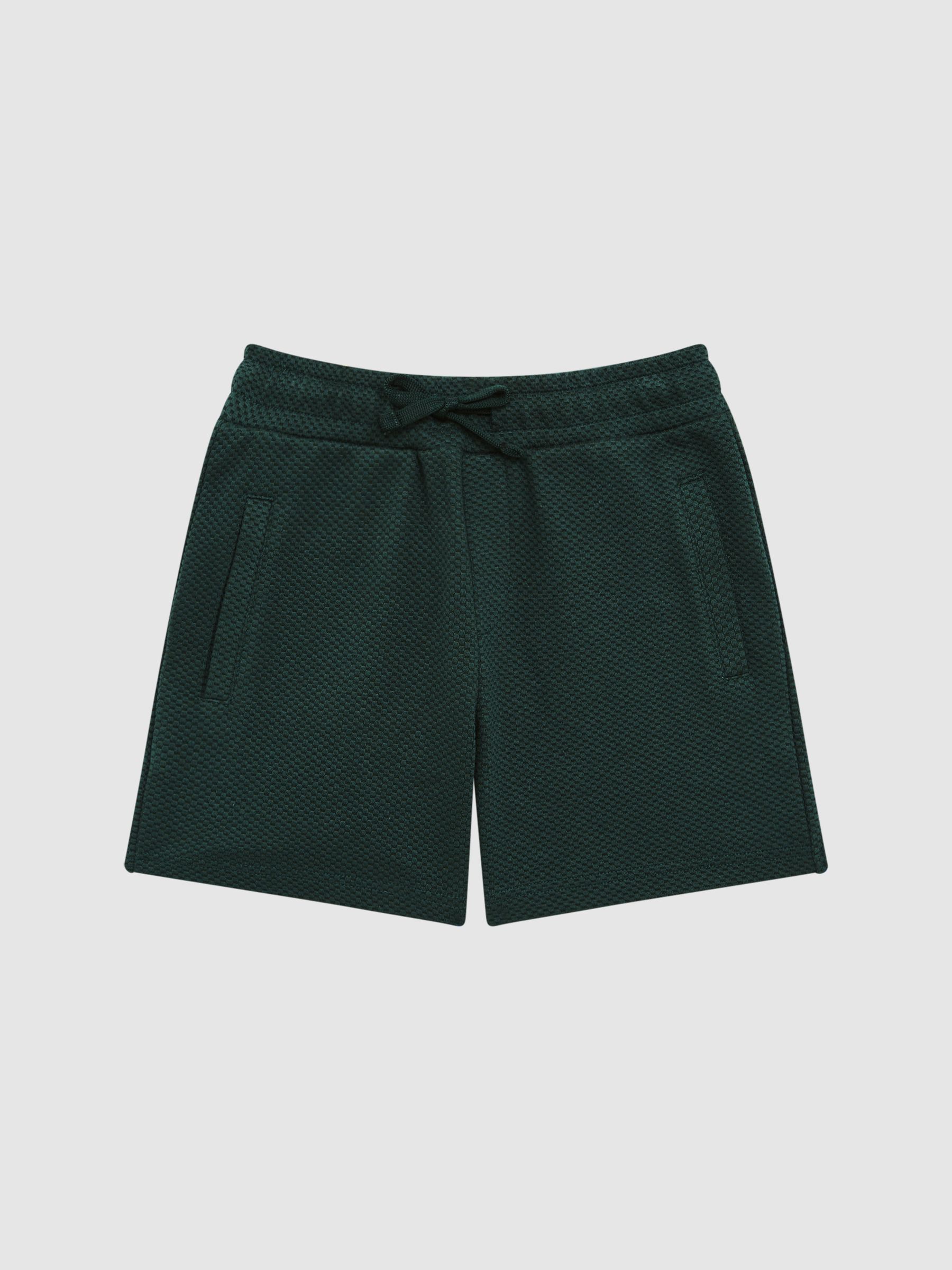 Slim Fit Textured Drawstring Shorts in Emerald - Image 2 of 6