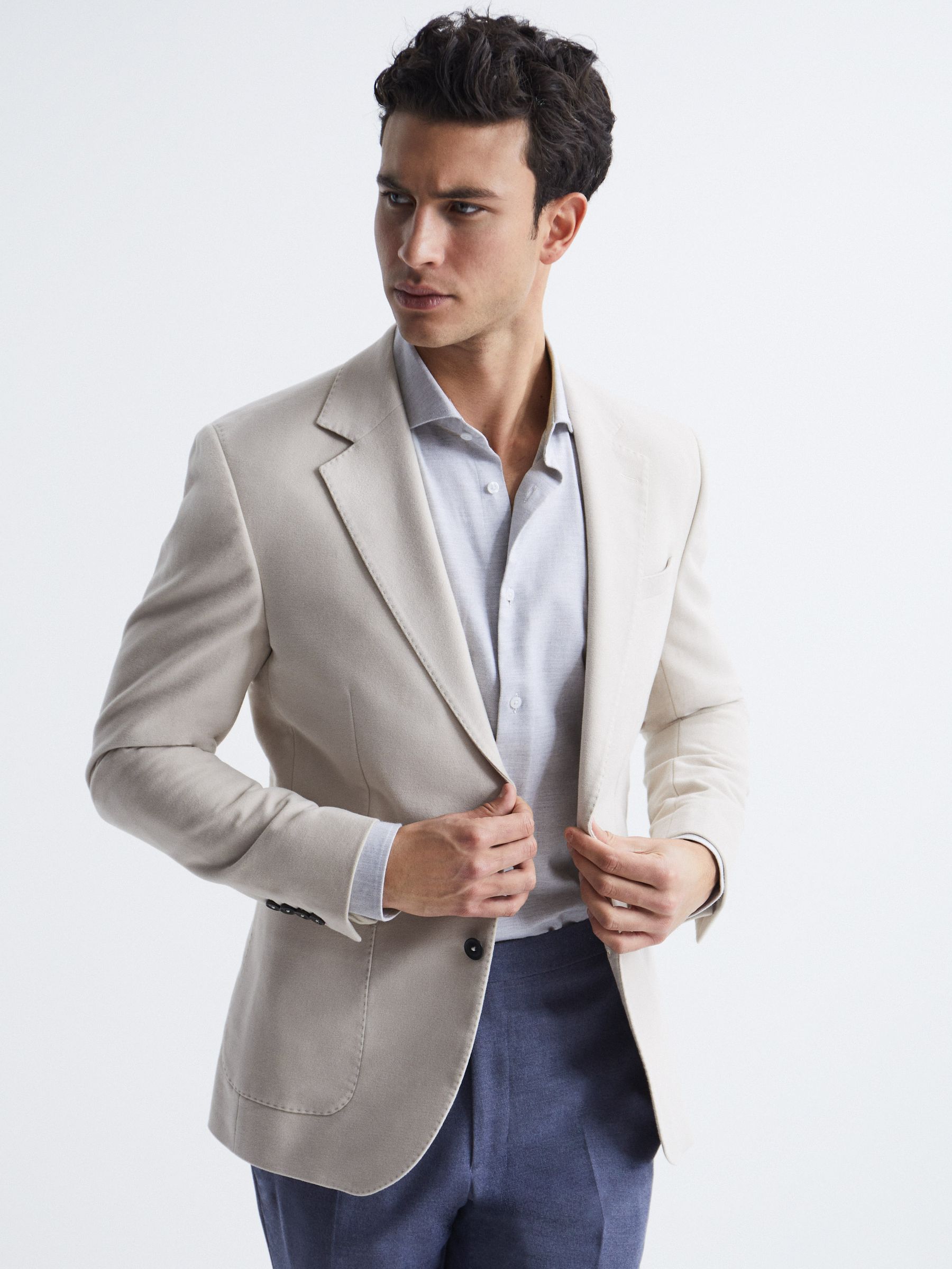 Slim Fit Flannel Shirt in Grey Melange - Image 6 of 6