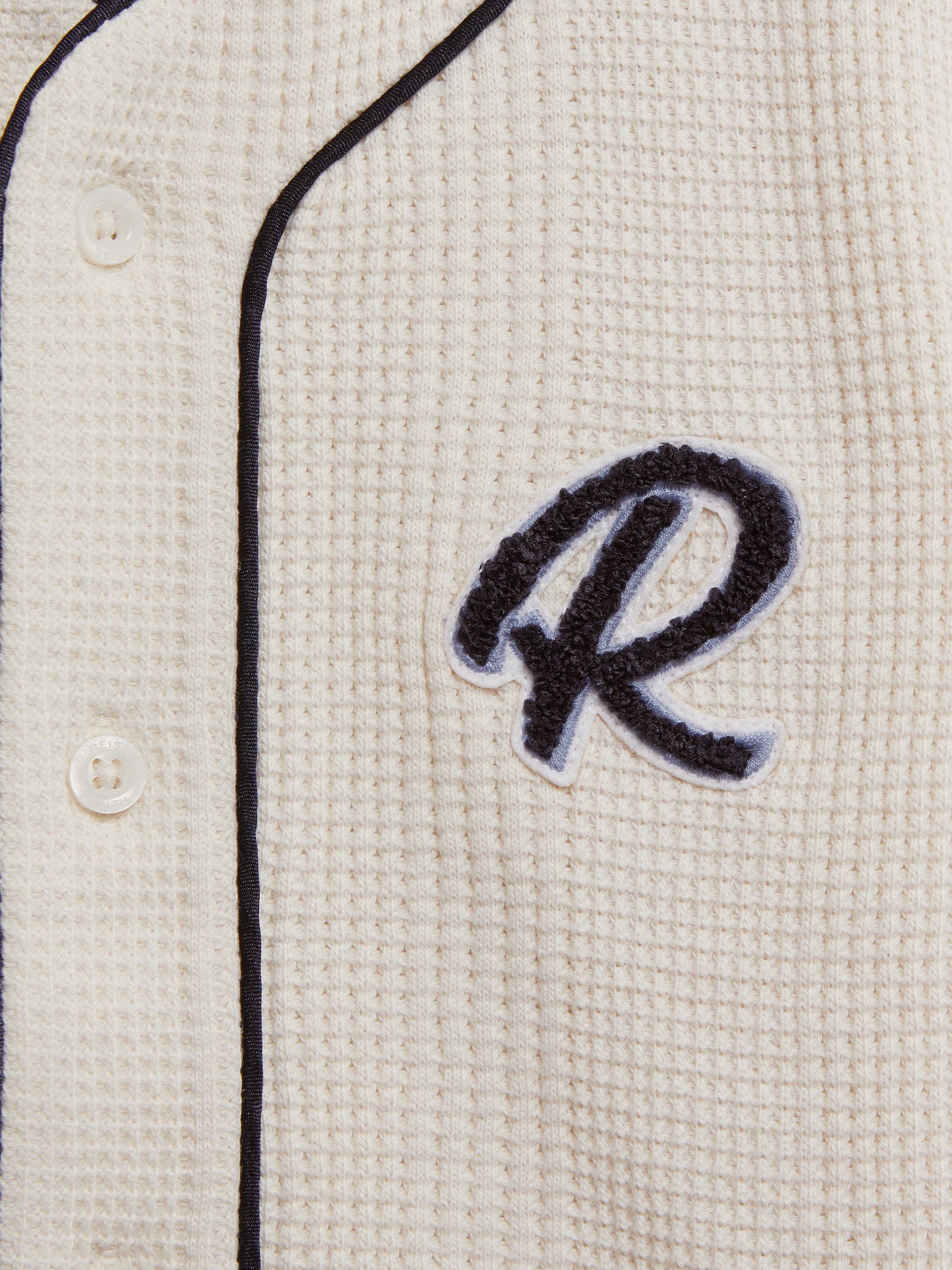 Junior Textured Collarless Shirt in Ecru - Image 6 of 6