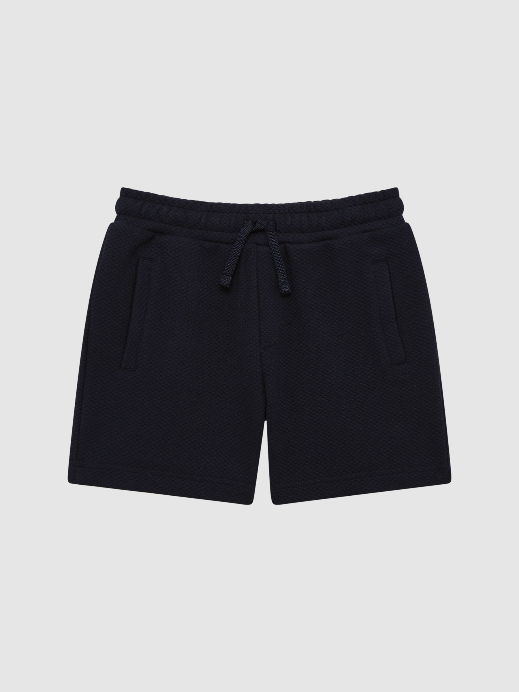 Slim Fit Textured Drawstring Shorts in Navy - Image 2 of 6 Slim Fit Textured Drawstring Shorts in Navy - Image 2 of 6