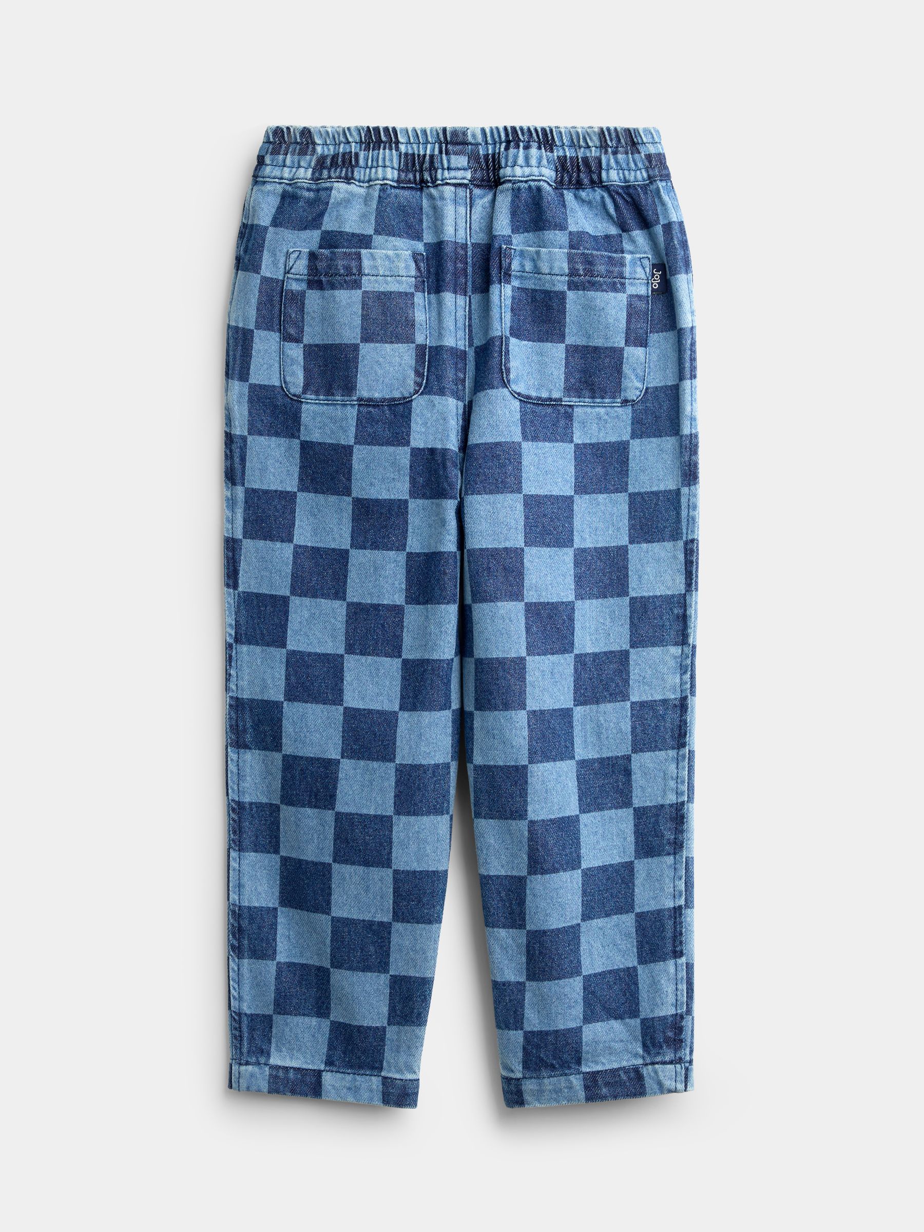 Blue Denim Check Checkerboard Print Jeans - Image 2 of 4