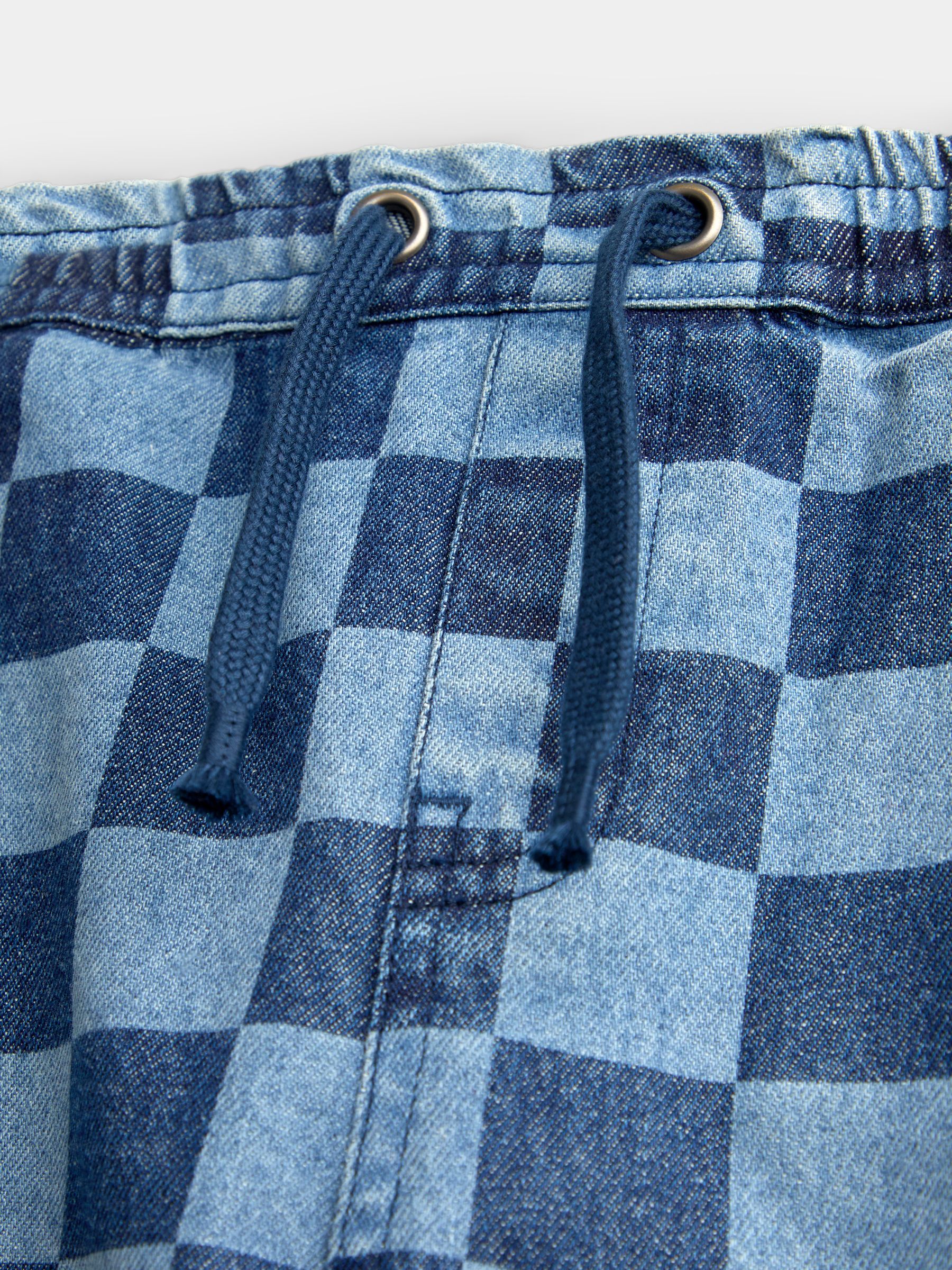 Blue Denim Check Checkerboard Print Jeans - Image 3 of 4