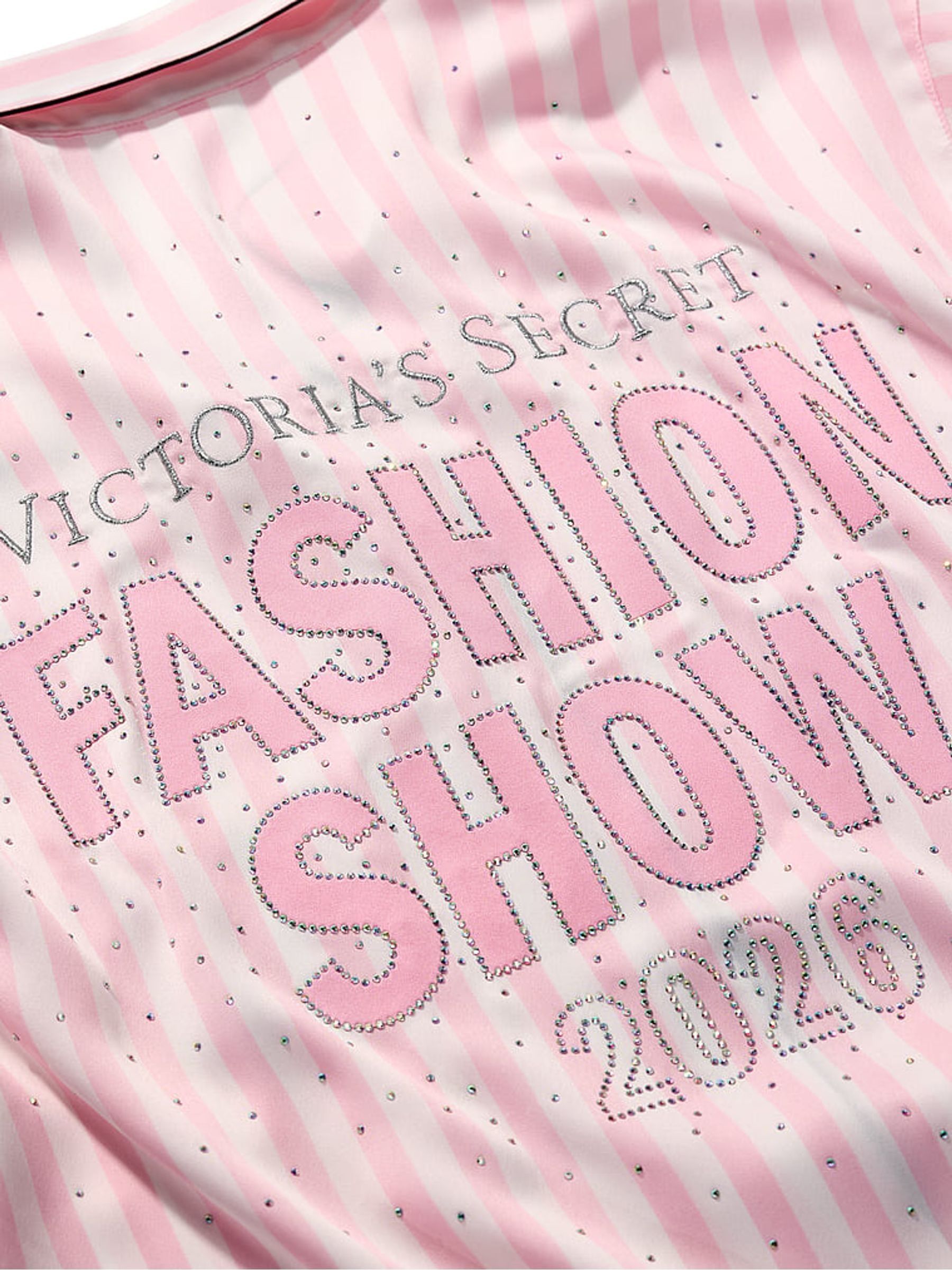 Pink Iconic Stripe Fashion Show Satin Short Pyjamas Set - Image 4 of 4