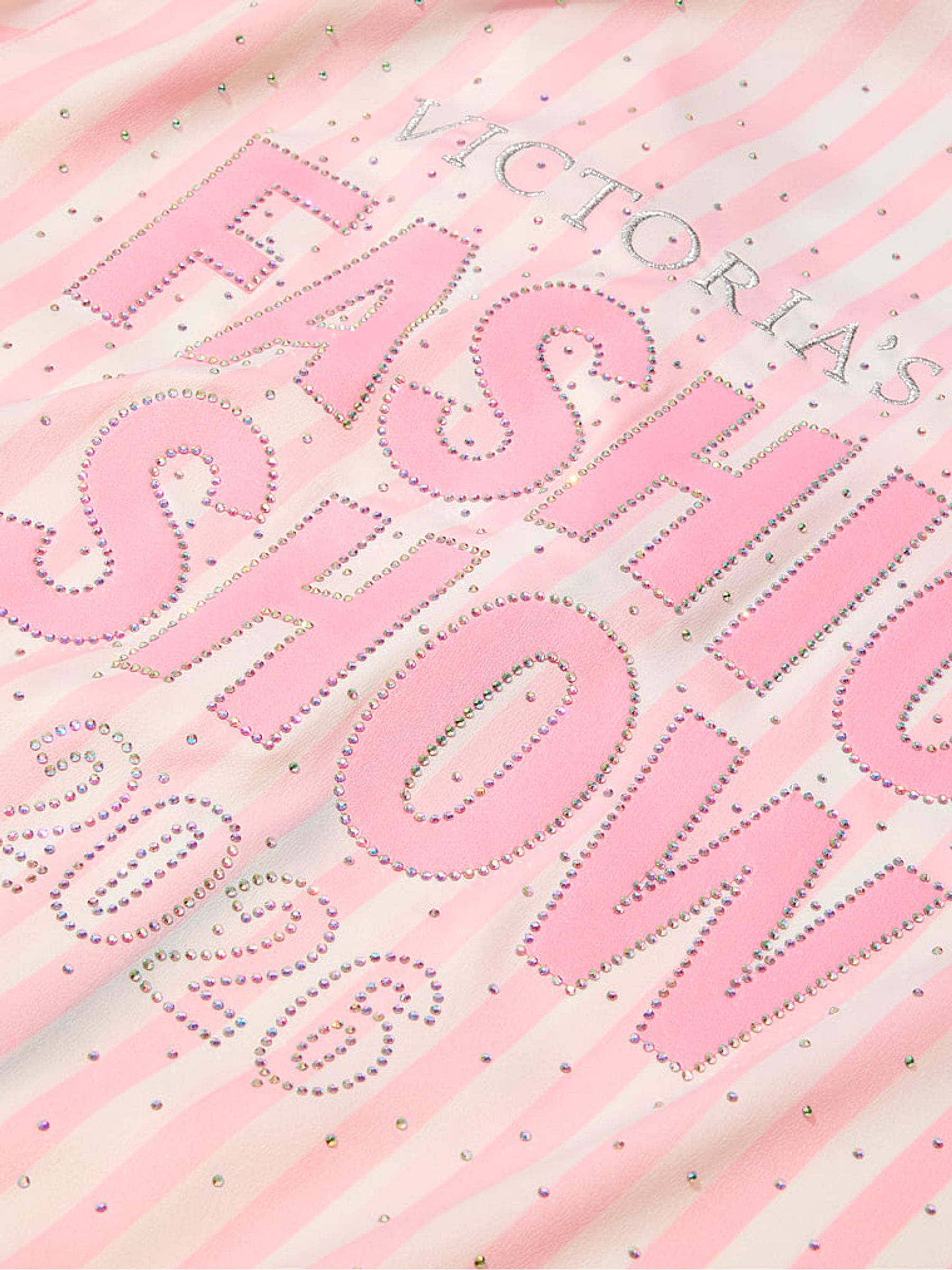 Pink Iconic Stripe Fashion Show Satin Long Pyjamas Set - Image 4 of 4