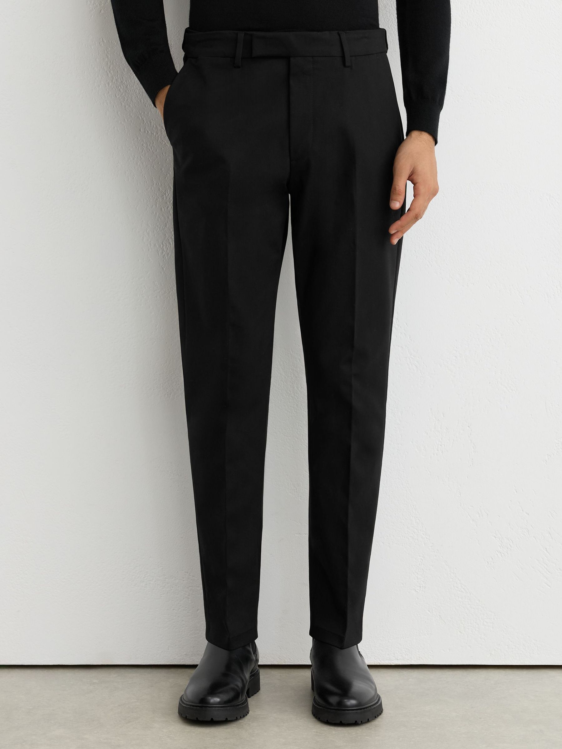 Cotton-Stretch Slim-Fit Chinos in Black - Image 3 of 7