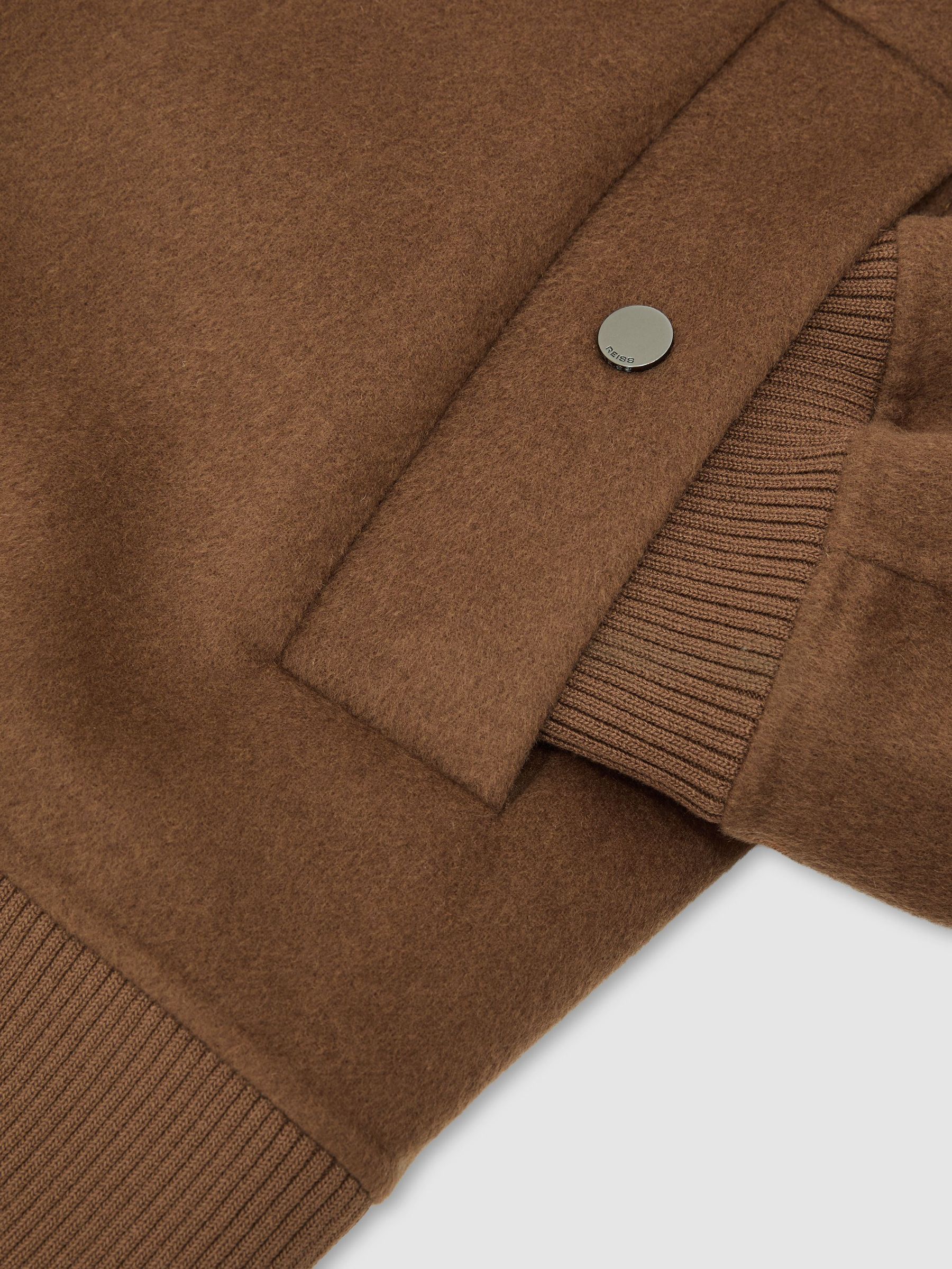 Wool-Blend Zip-Through Bomber Jacket in Tobacco Brown - Image 7 of 7