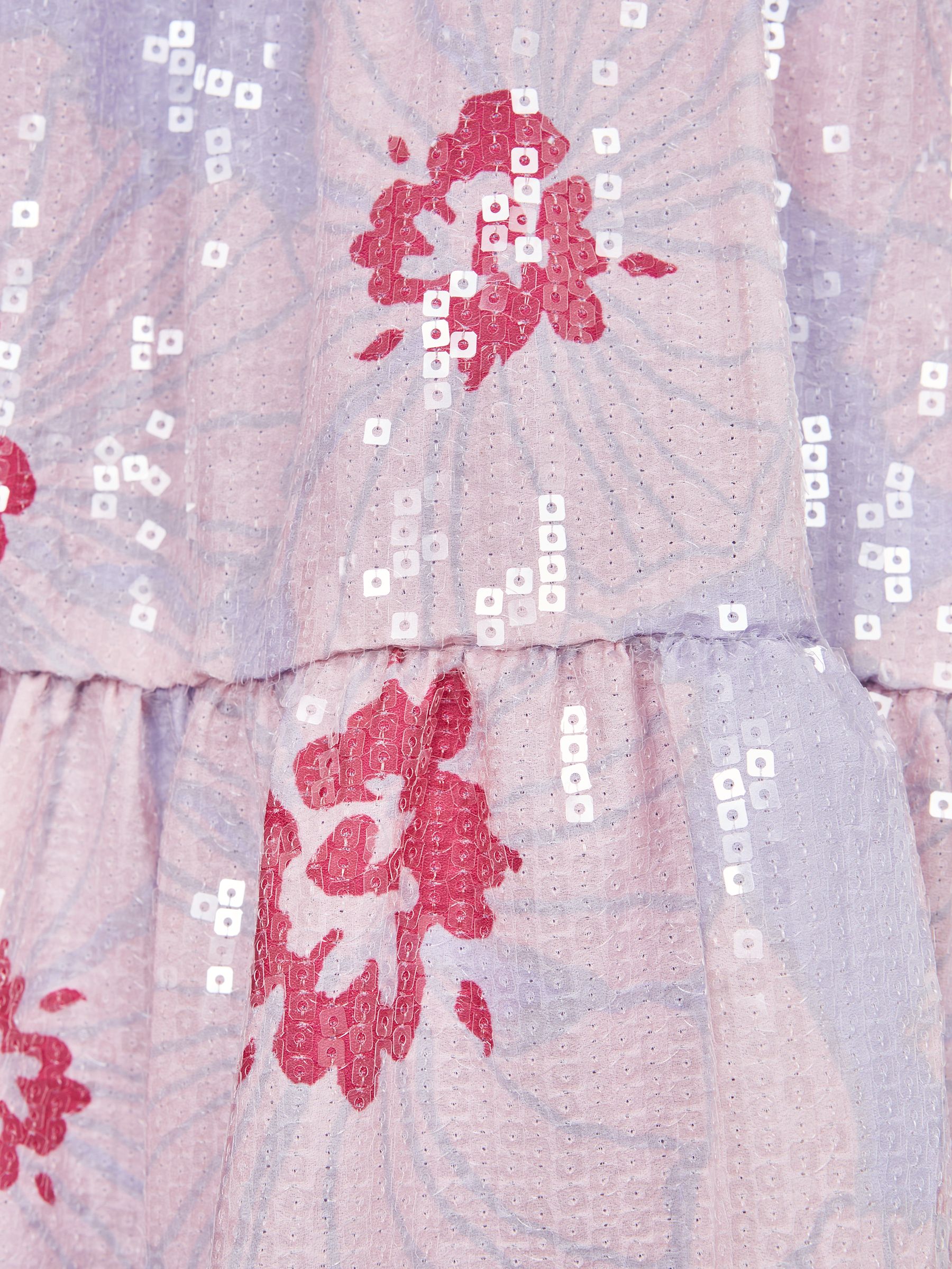 Sequin Print Tiered Dress in Lilac - Image 7 of 7