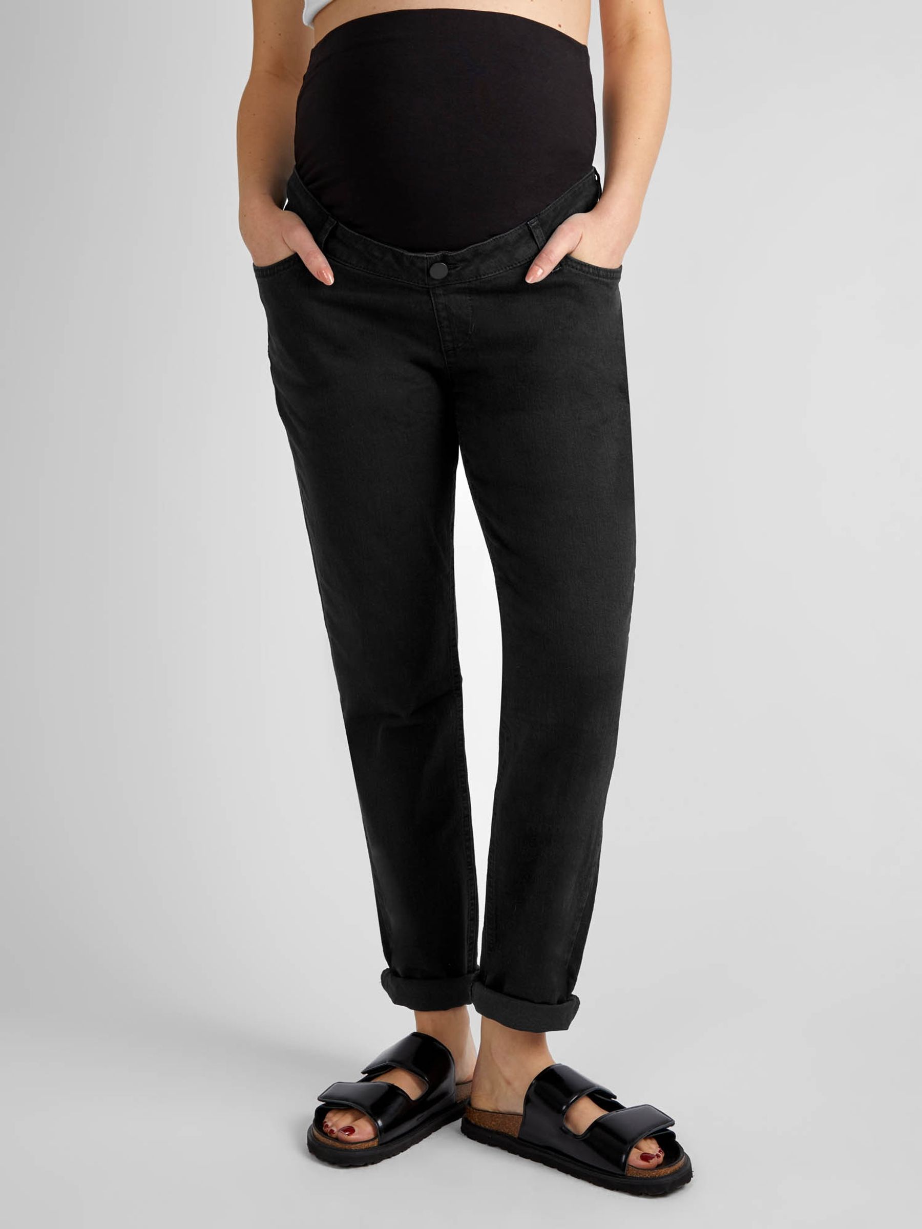 Black Slim Boyfriend Maternity Jeans - Image 1 of 4