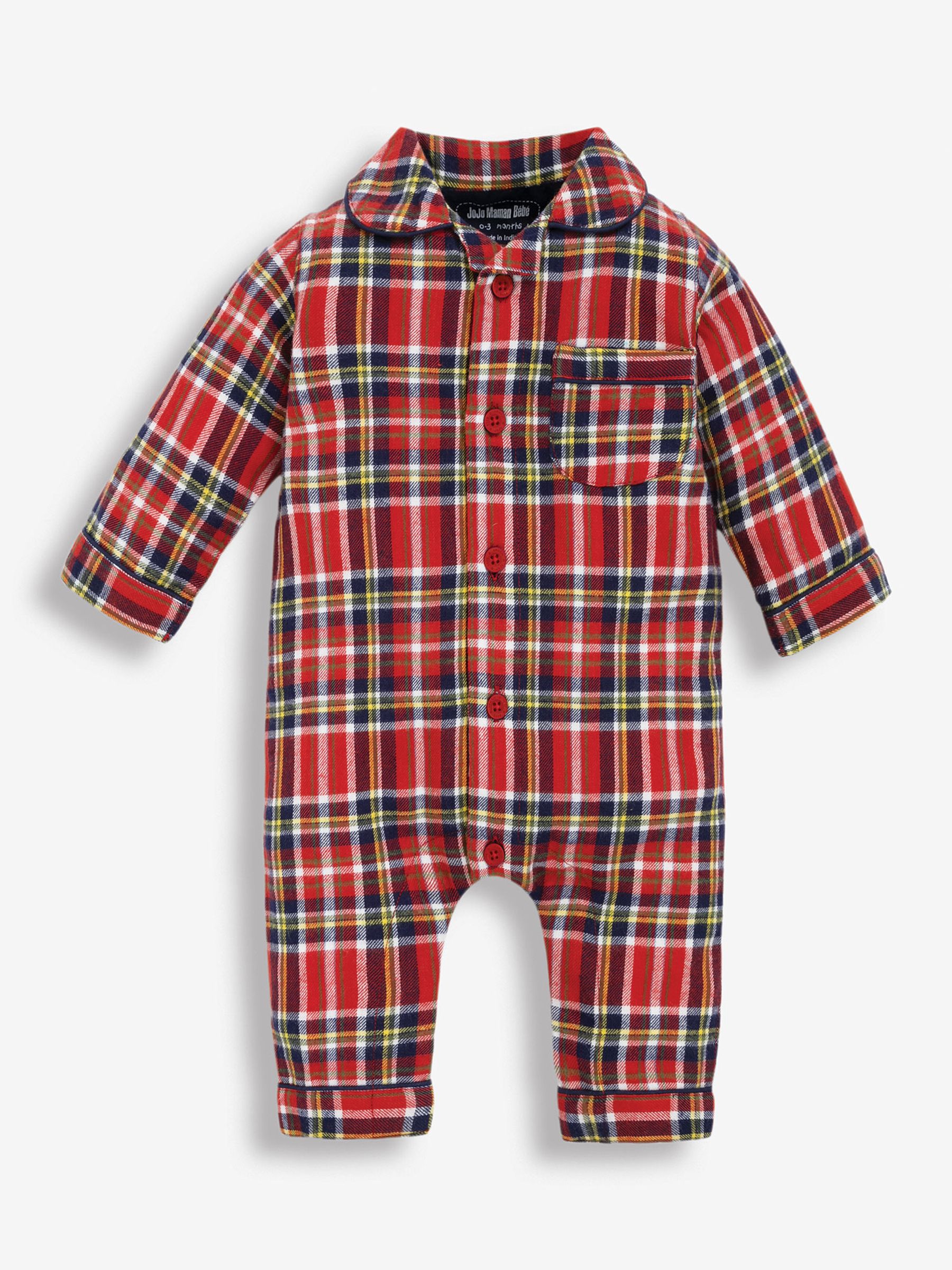 Red Boys' Tartan Woven All-In-One Pyjamas - Image 9 of 12