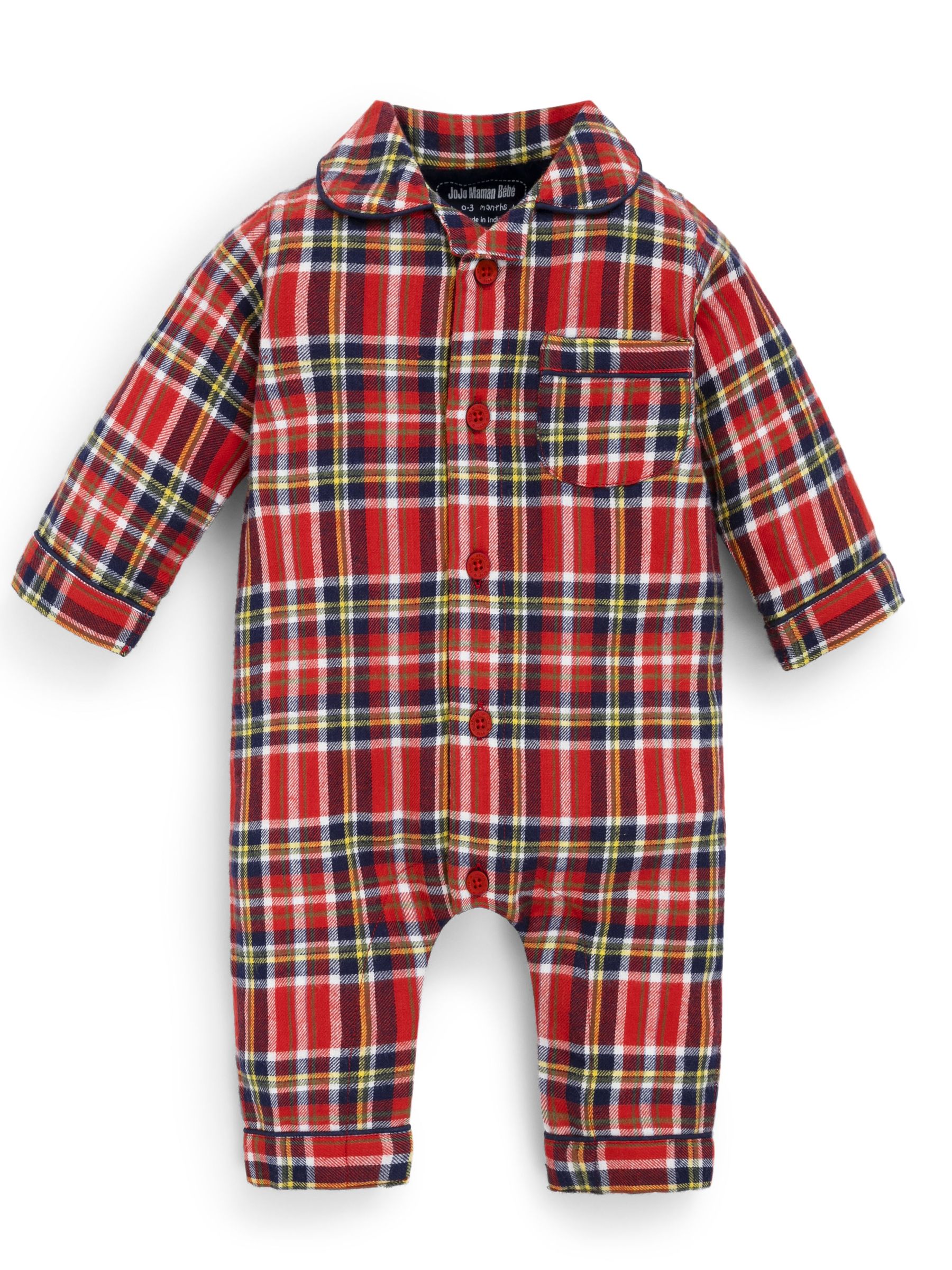 Red Boys' Tartan Woven All-In-One Pyjamas - Image 3 of 4