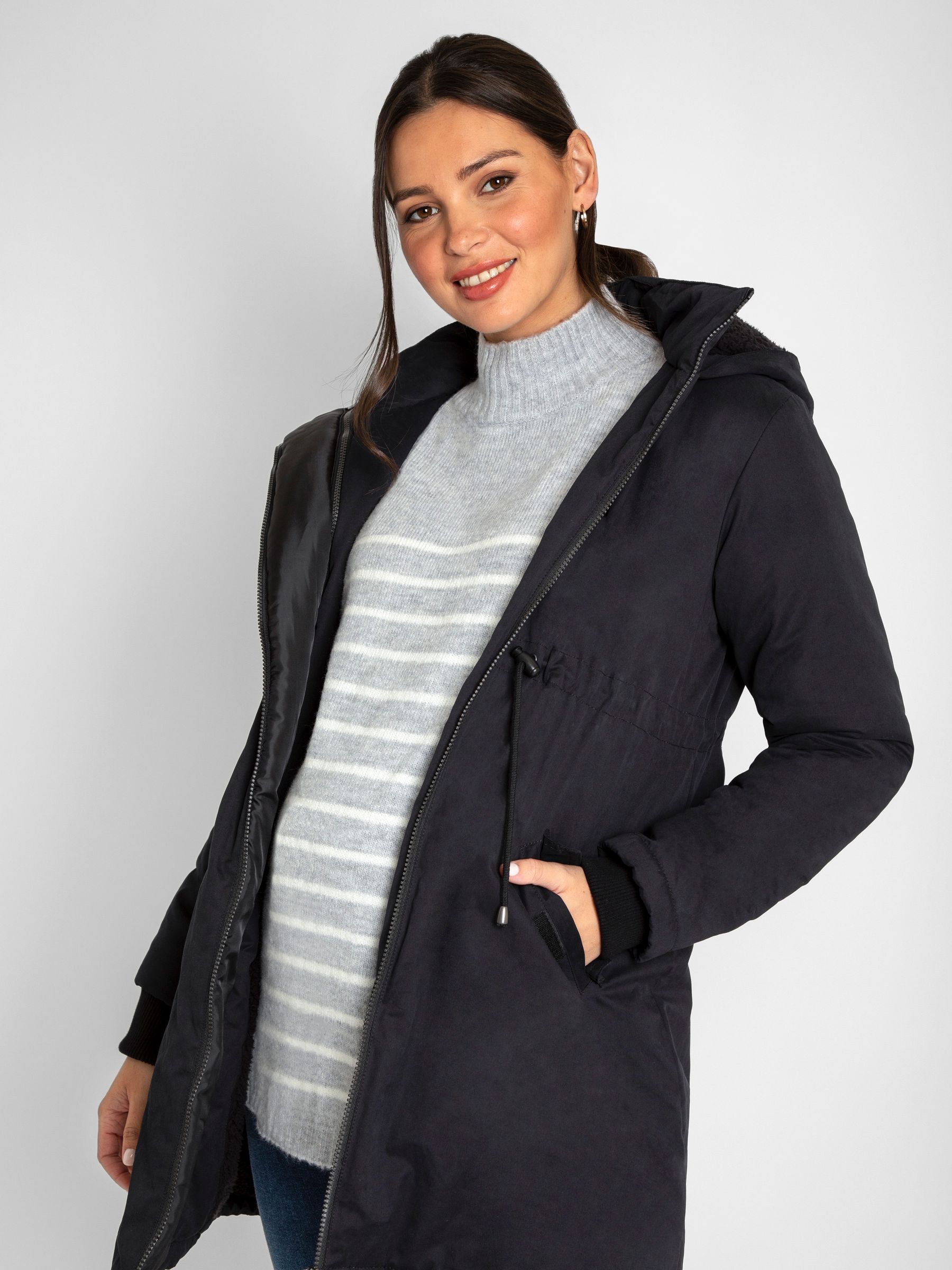 Black 2-in-1 Cosy Maternity Parka - Image 4 of 5
