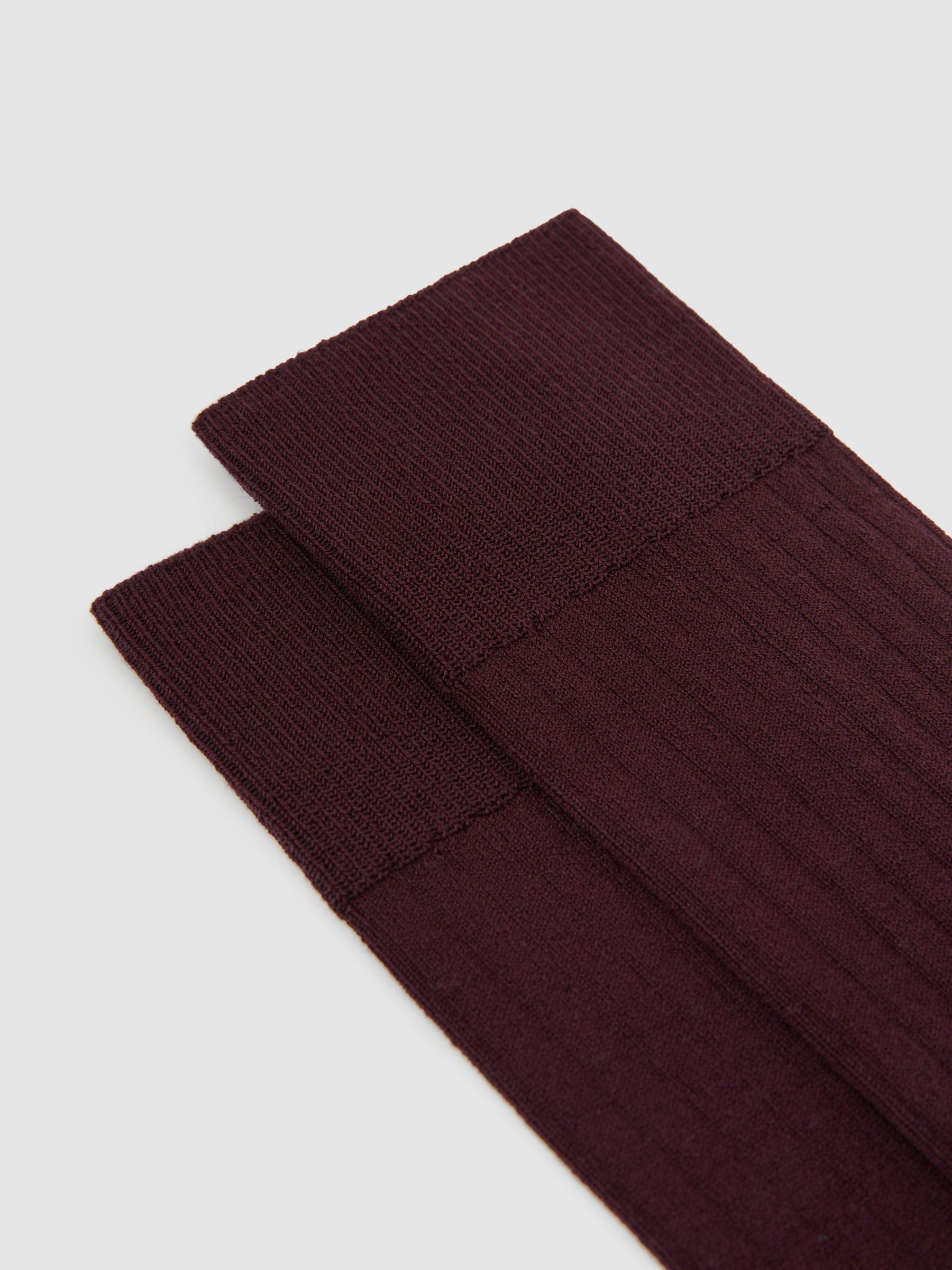 Cotton-Blend Ribbed Socks in Bordeaux - image 3