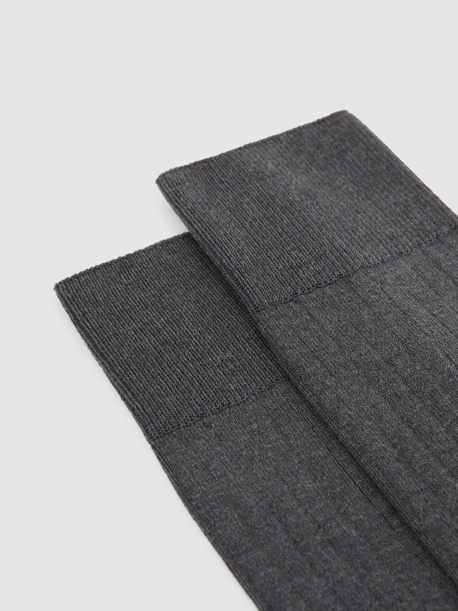 Cotton-Blend Ribbed Socks in Charcoal - image 4