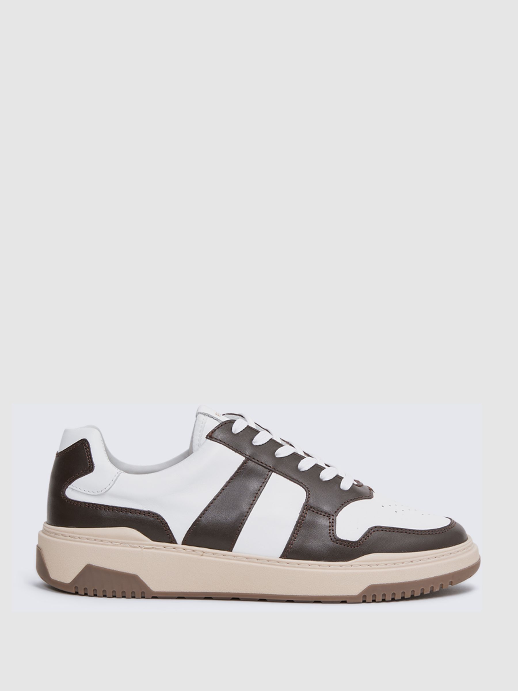 Low Top Leather Trainers in Brown - Image 1 of 5