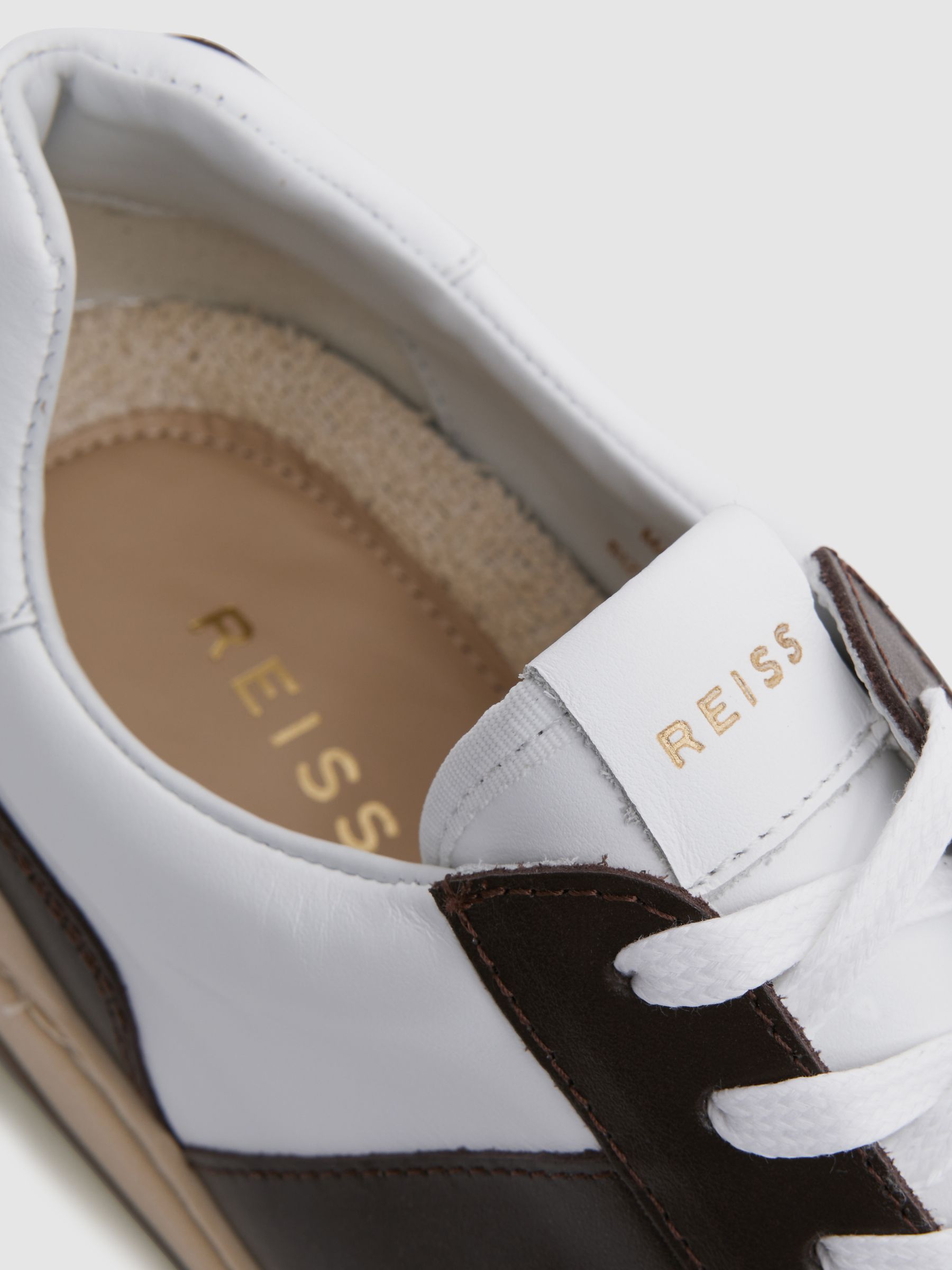 Low Top Leather Trainers in Brown - Image 5 of 5