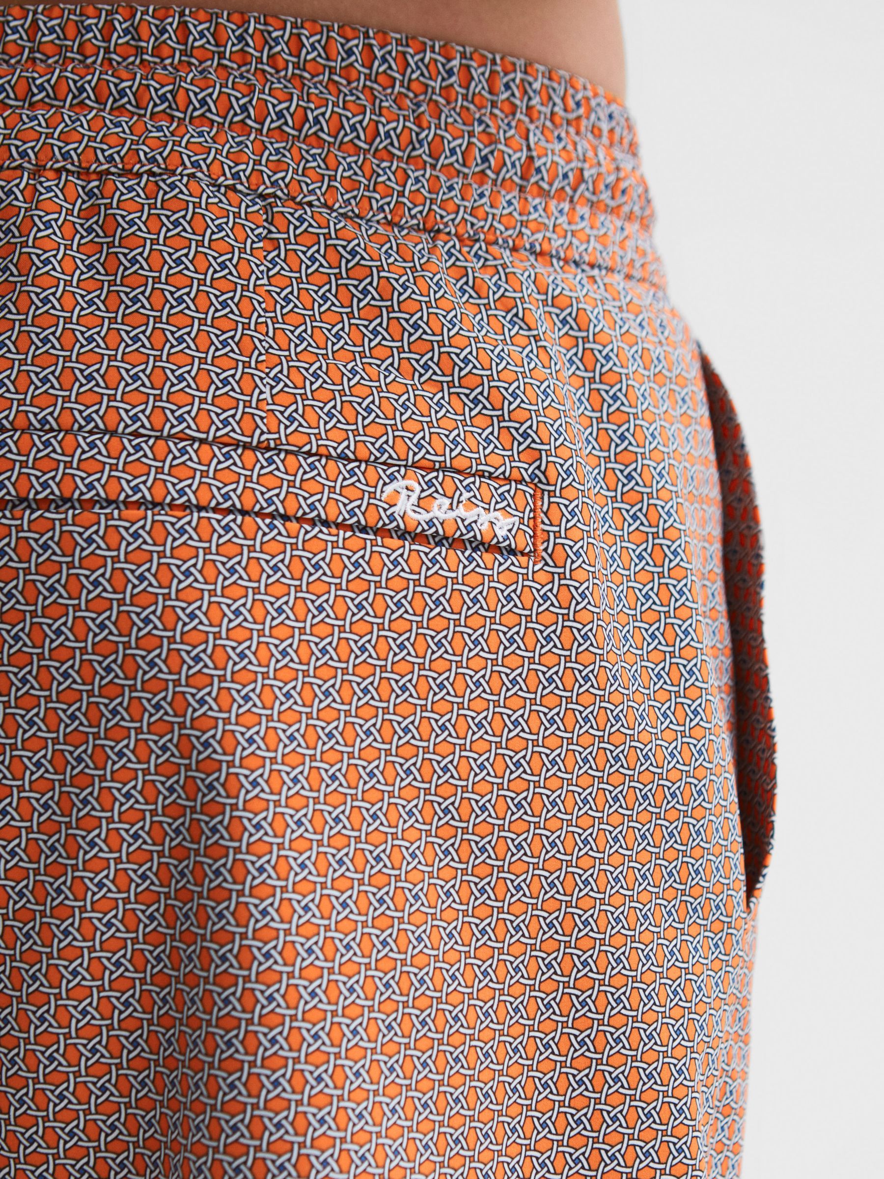Printed Drawstring Swim Shorts in Bright Orange - Image 6 of 7