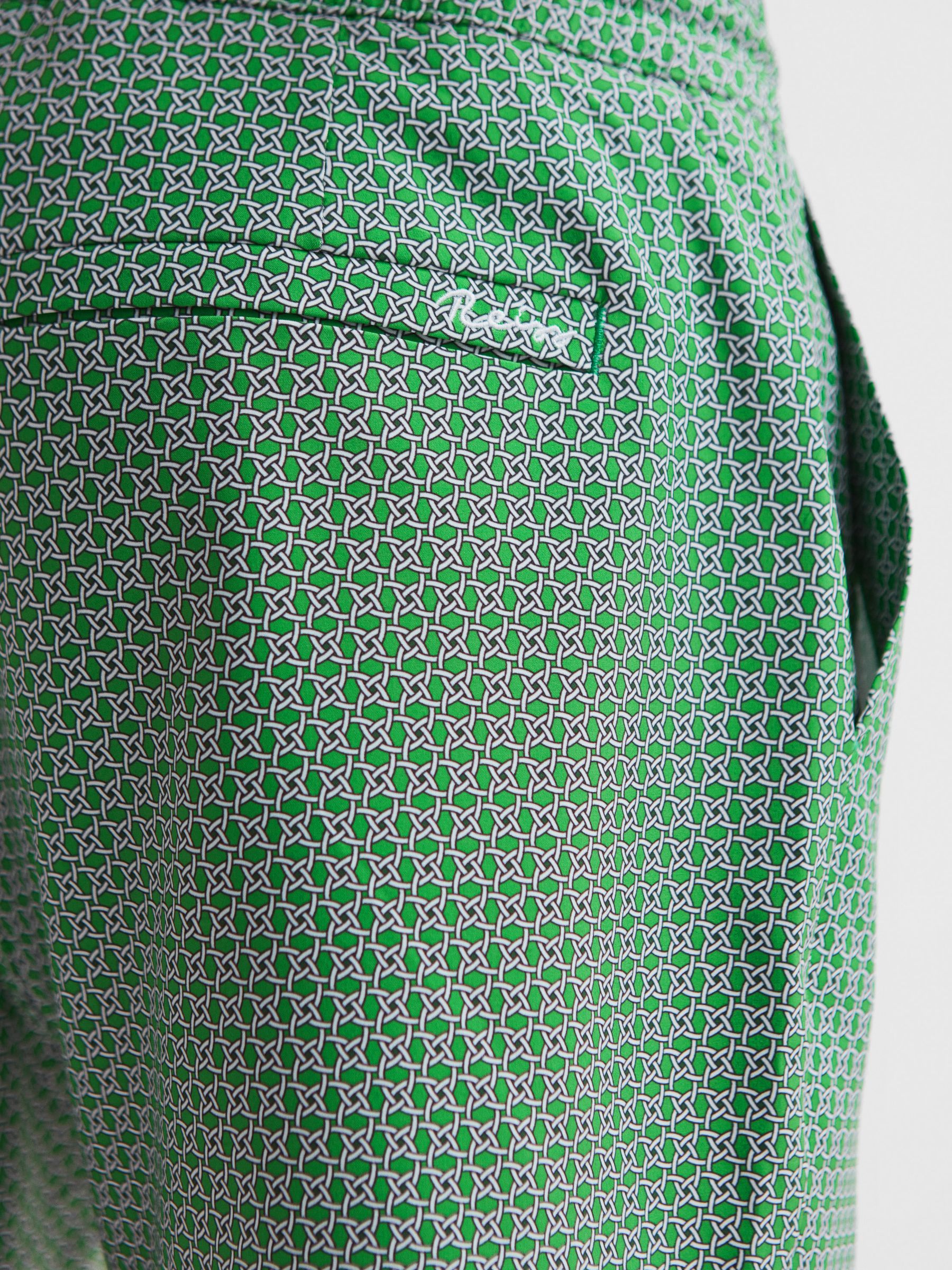 Printed Drawstring Swim Shorts in Bright Green/White - Image 5 of 8