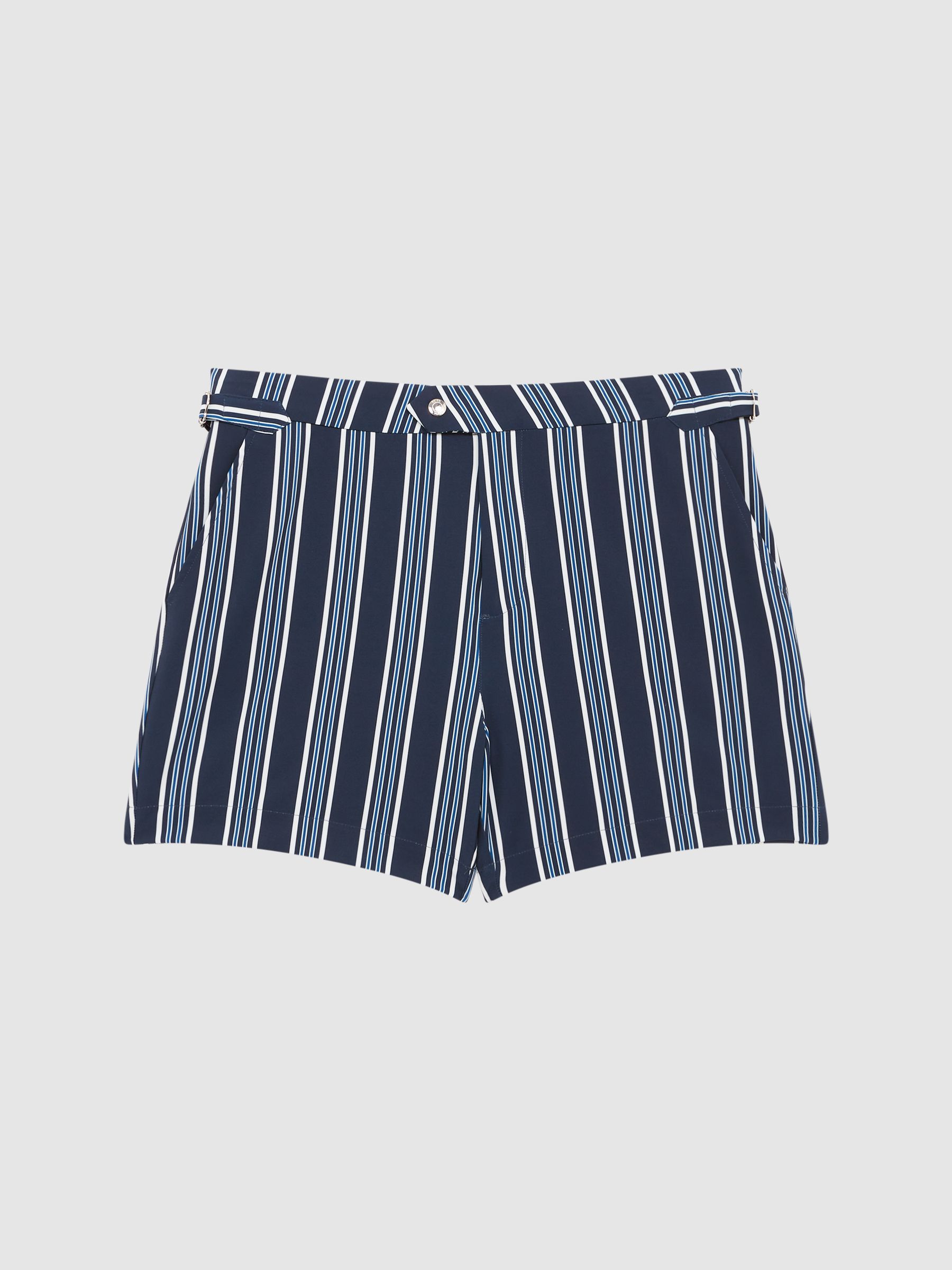 Striped Swim Shorts in Navy - Image 2 of 6 Striped Swim Shorts in Navy - Image 2 of 6