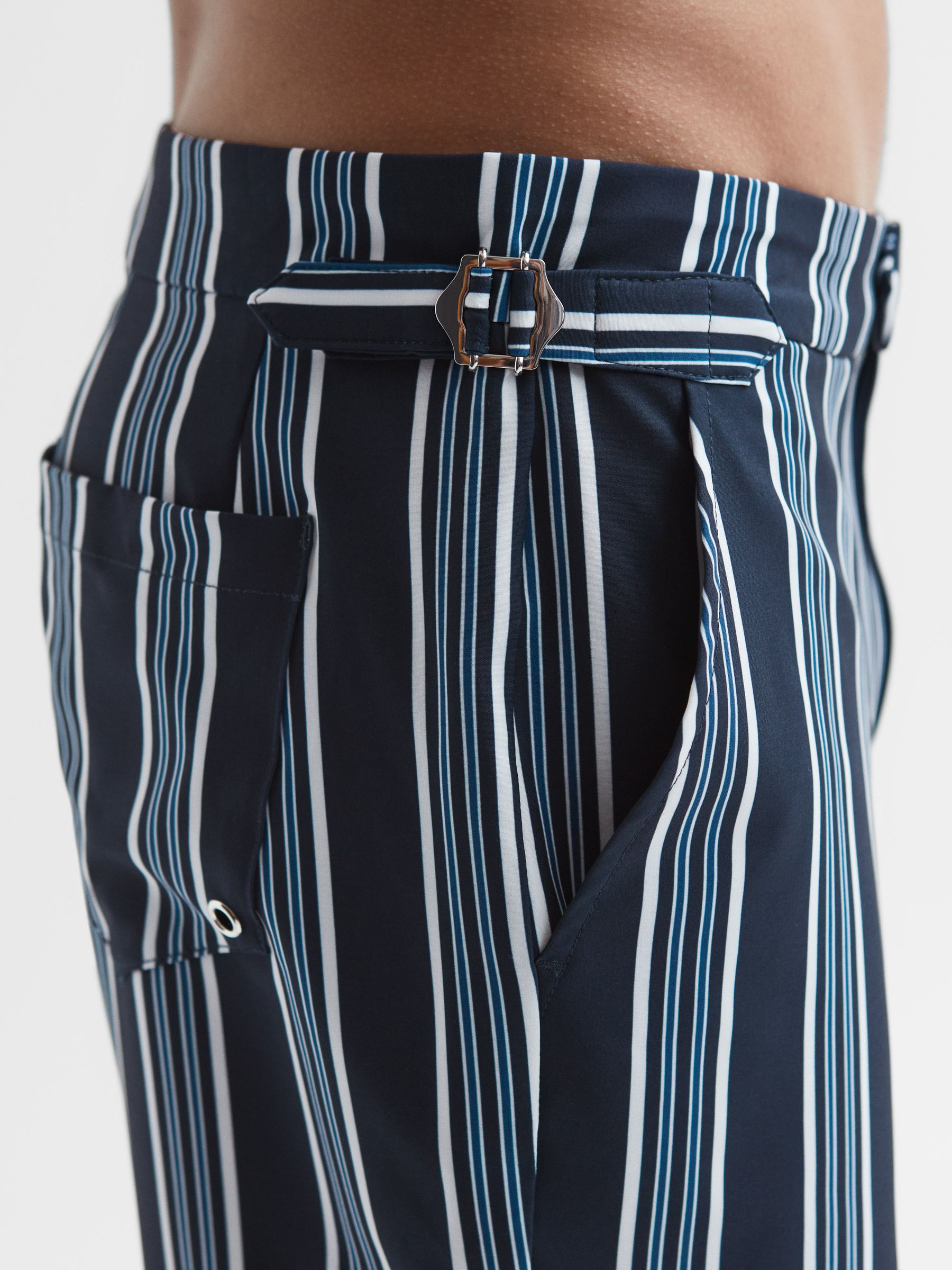 Striped Swim Shorts in Navy - Image 4 of 6