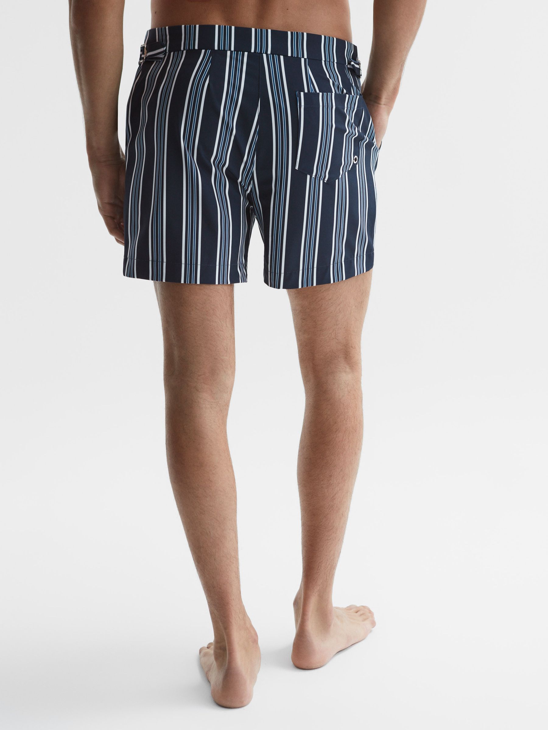 Striped Swim Shorts in Navy - Image 5 of 6