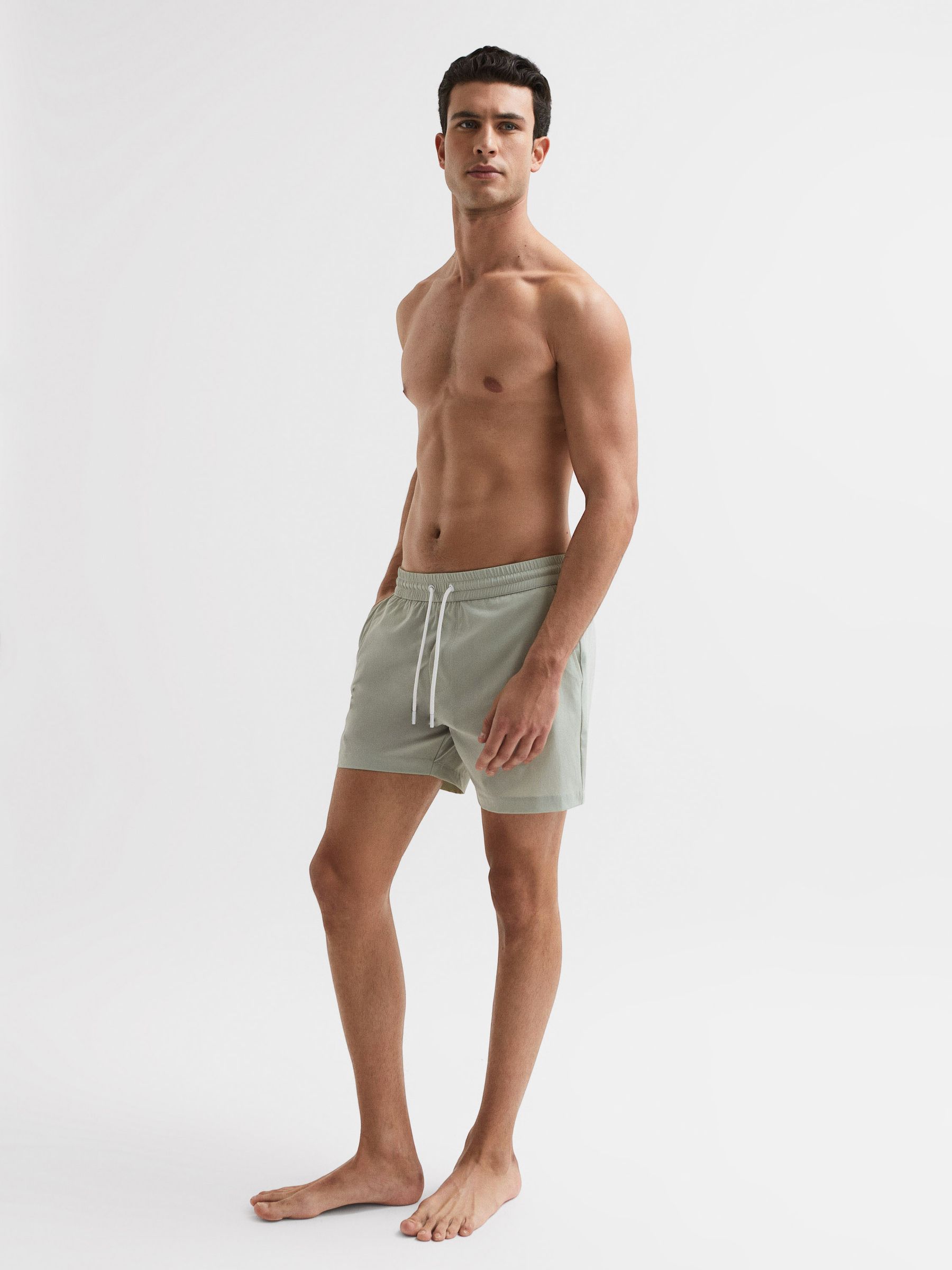 Plain Drawstring Swim Shorts in Mint - Image 3 of 7
