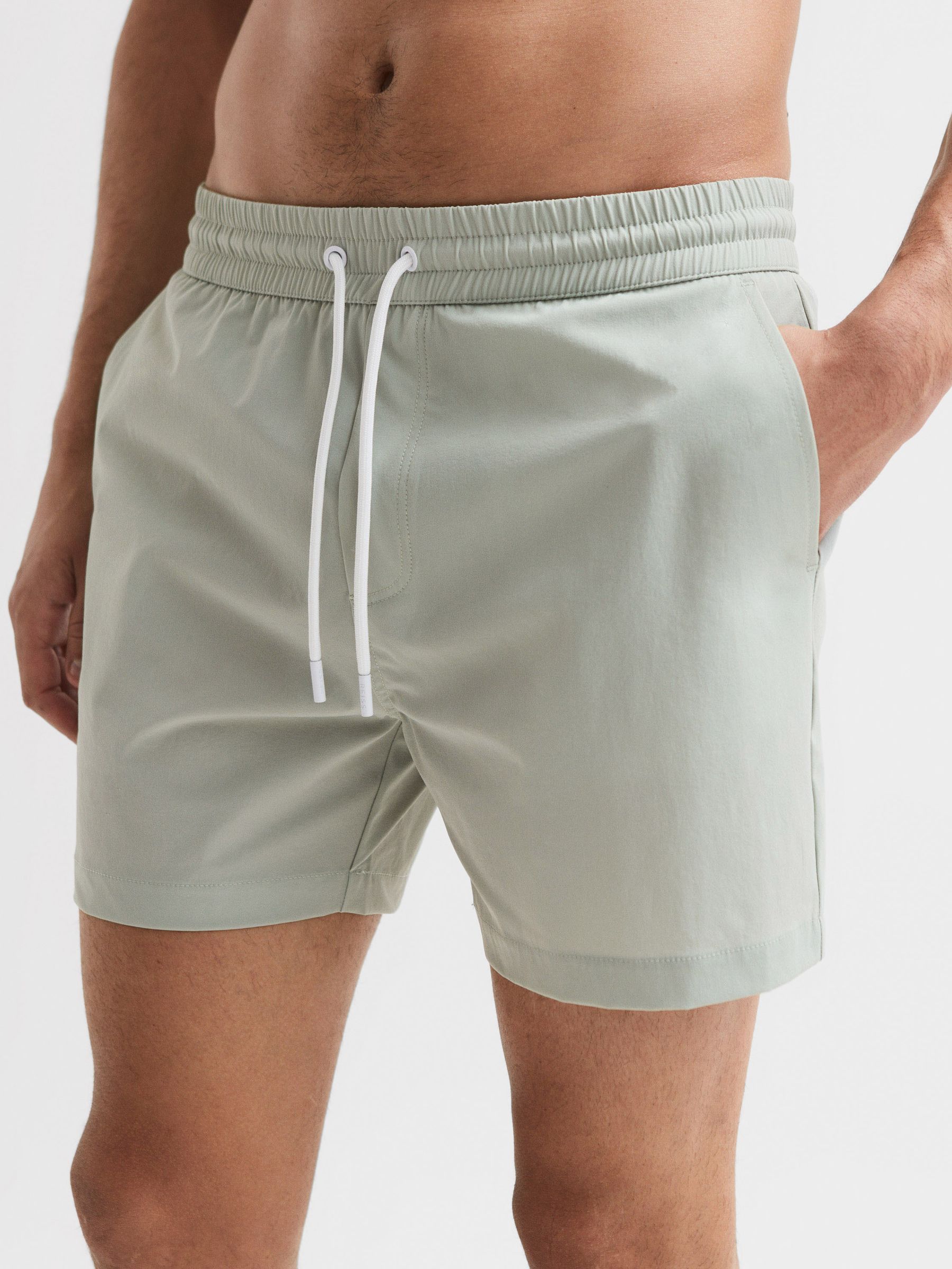Plain Drawstring Swim Shorts in Mint - Image 4 of 7