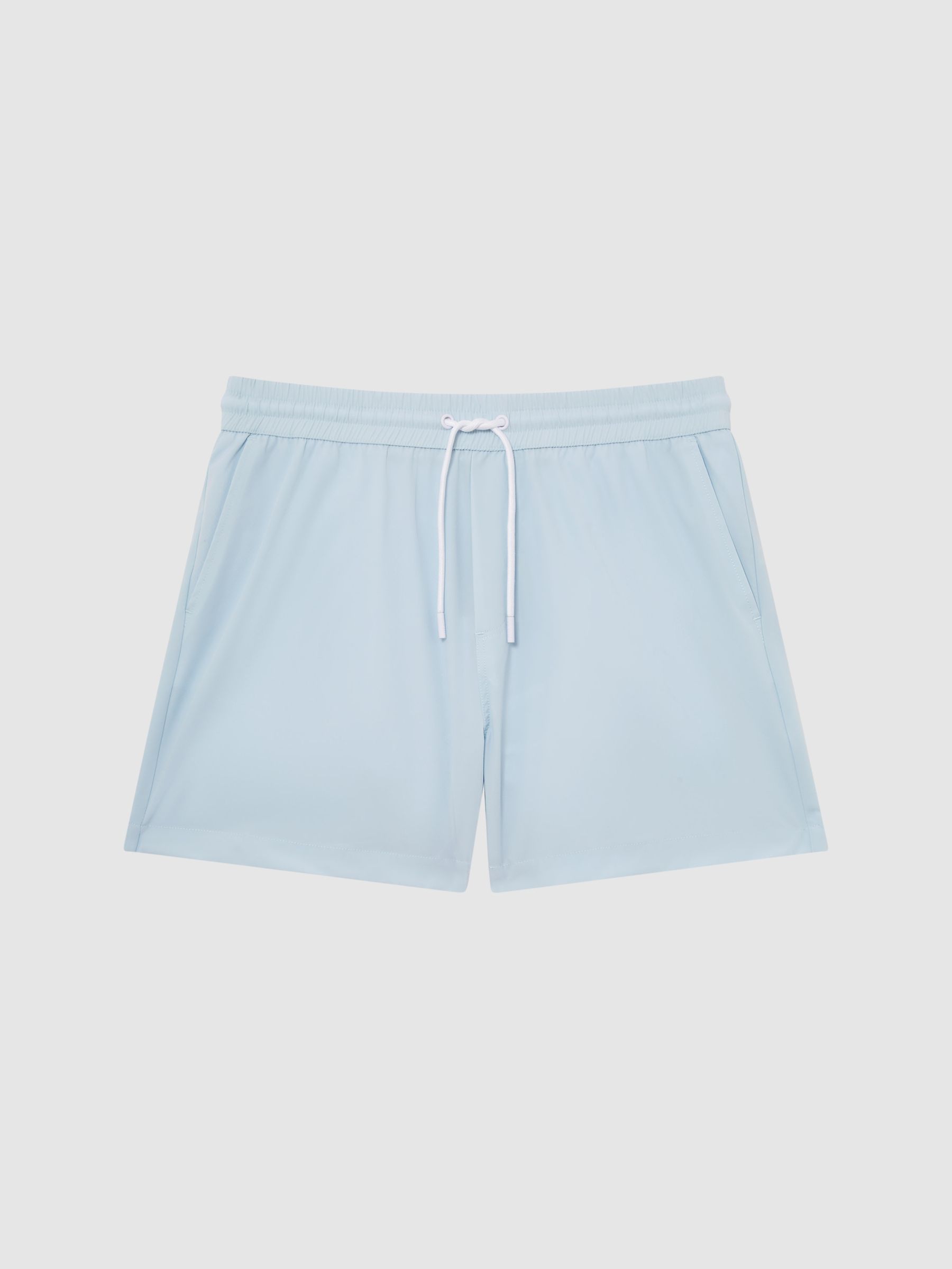 Plain Drawstring Swim Shorts in Soft Blue - Image 2 of 7