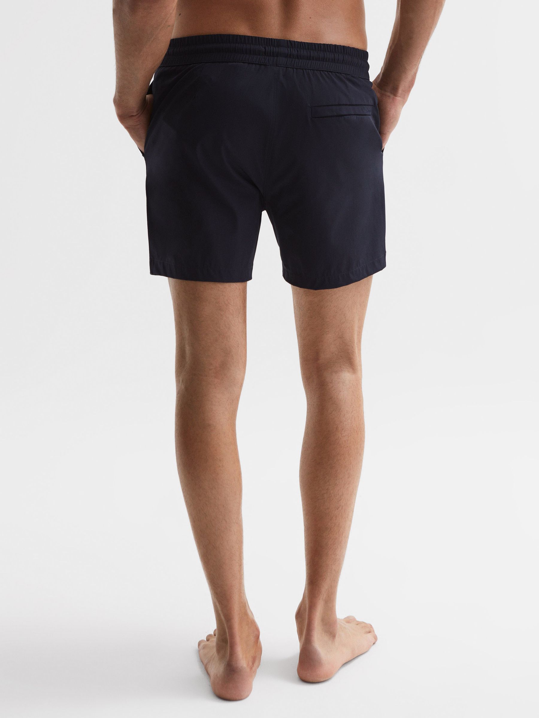 Plain Drawstring Swim Shorts in Navy - Image 5 of 7