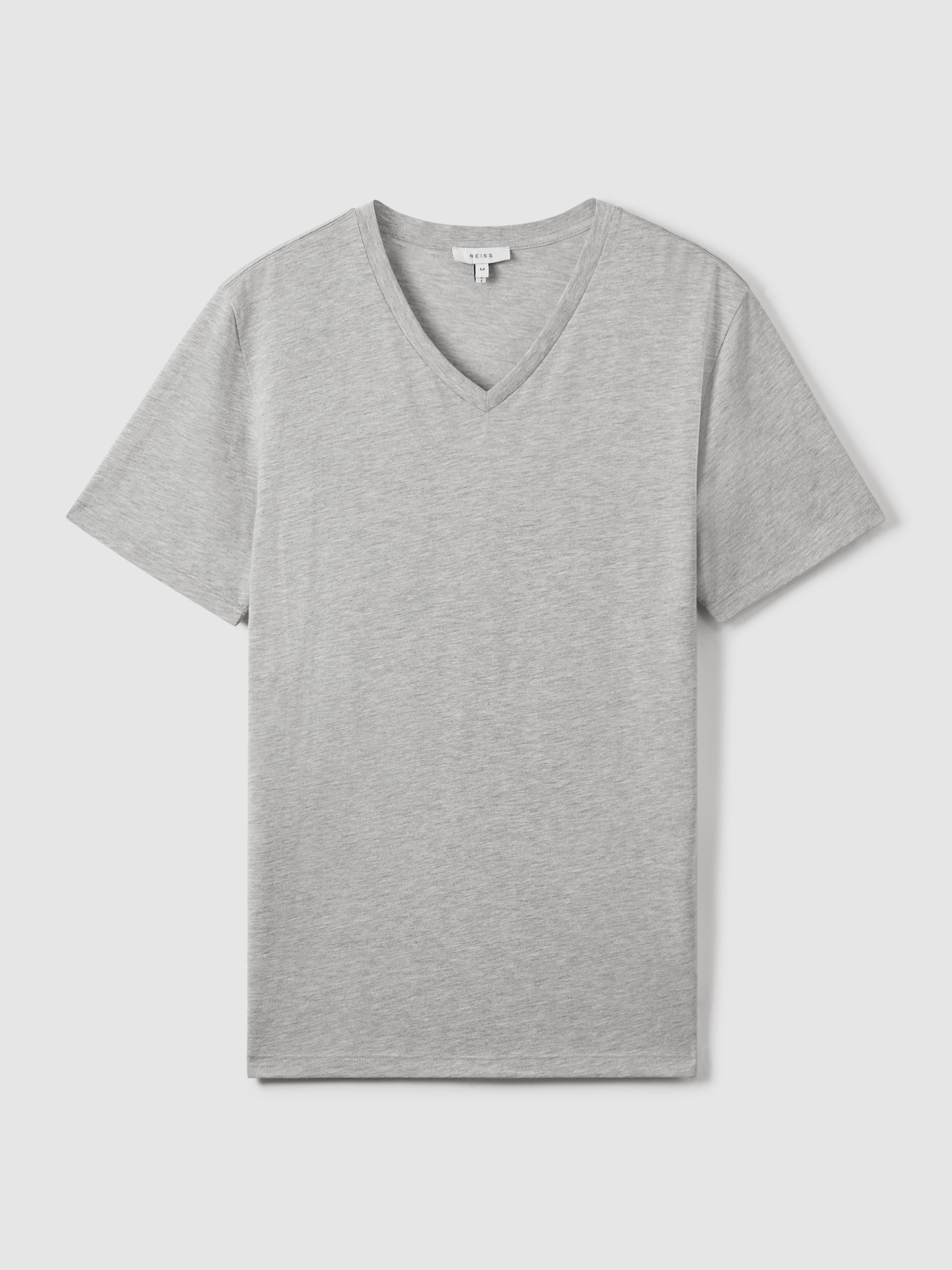 Cotton V-Neck T-Shirt in Grey Marl - Image 2 of 7